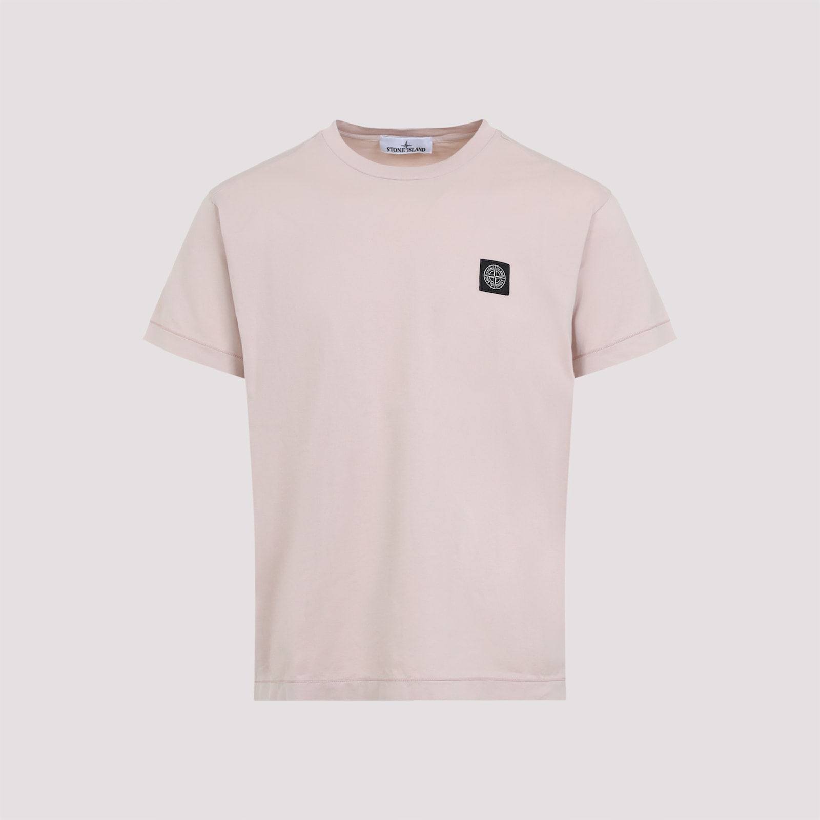 Stone Island Logo Patch Crewneck T-shirt In Antique Rose