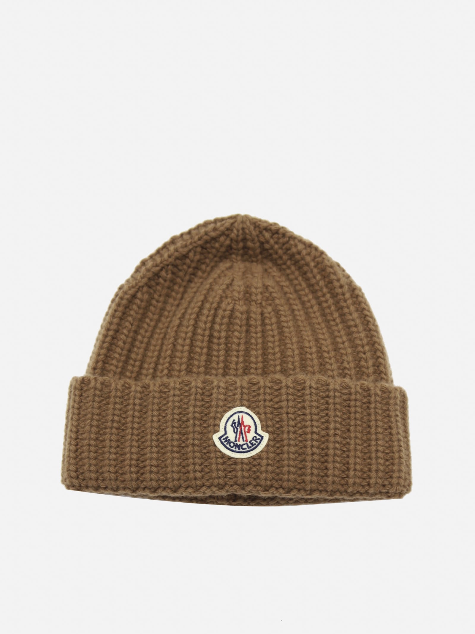 Moncler Virgin Wool Hat With Logo Patch
