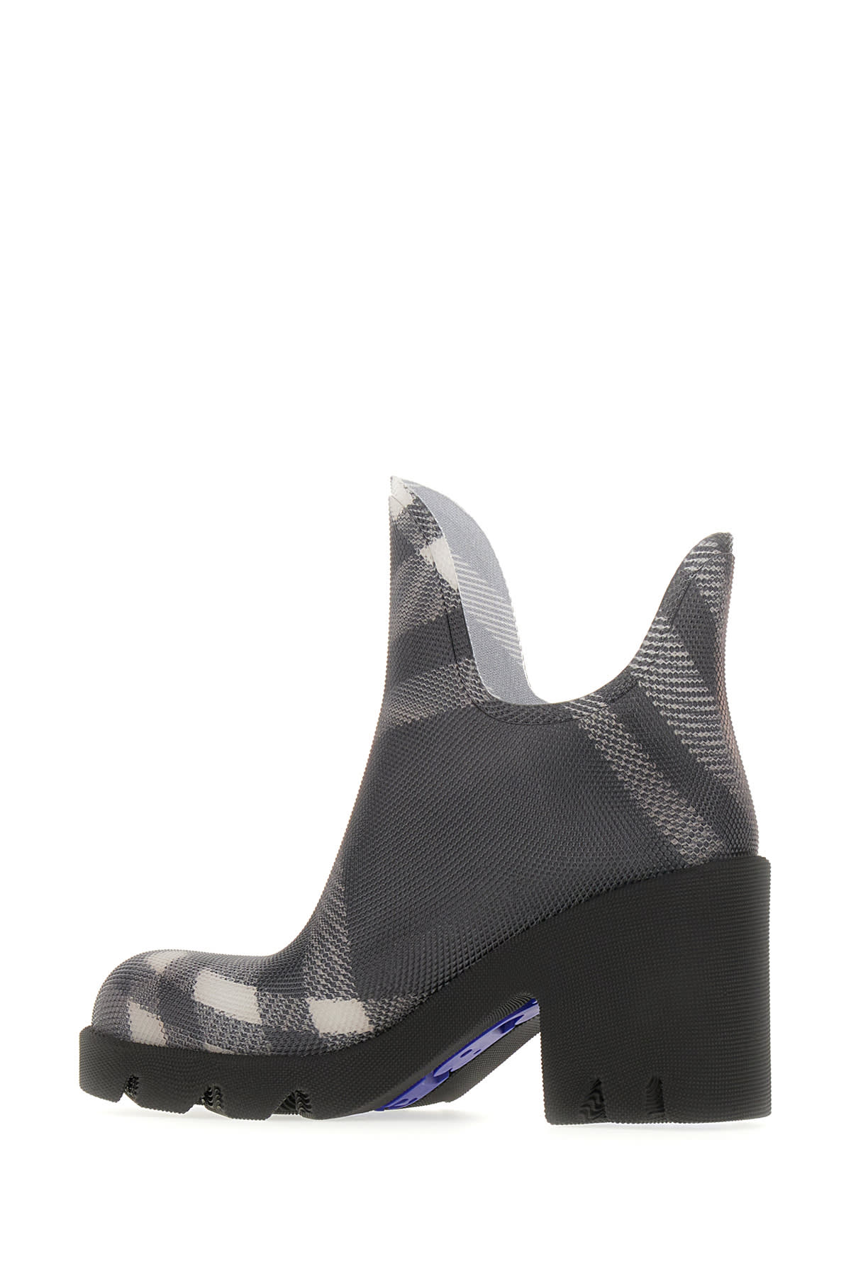 Burberry Marsh Black Rubber Ankle Boots With Check Pattern In Blackipchk