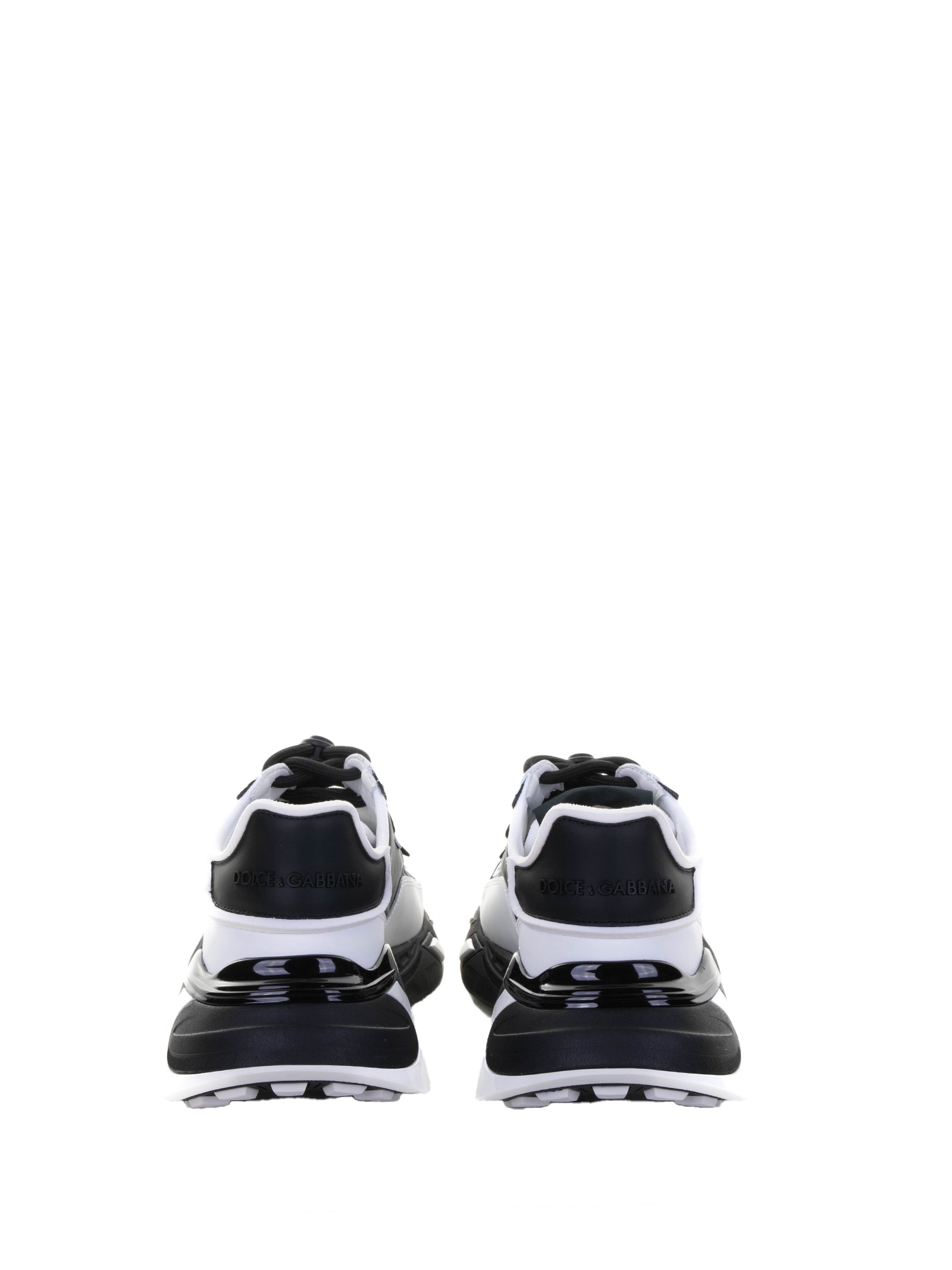 Dolce & Gabbana Panelled Leather Sneakers With Iconic Logo Patch In White