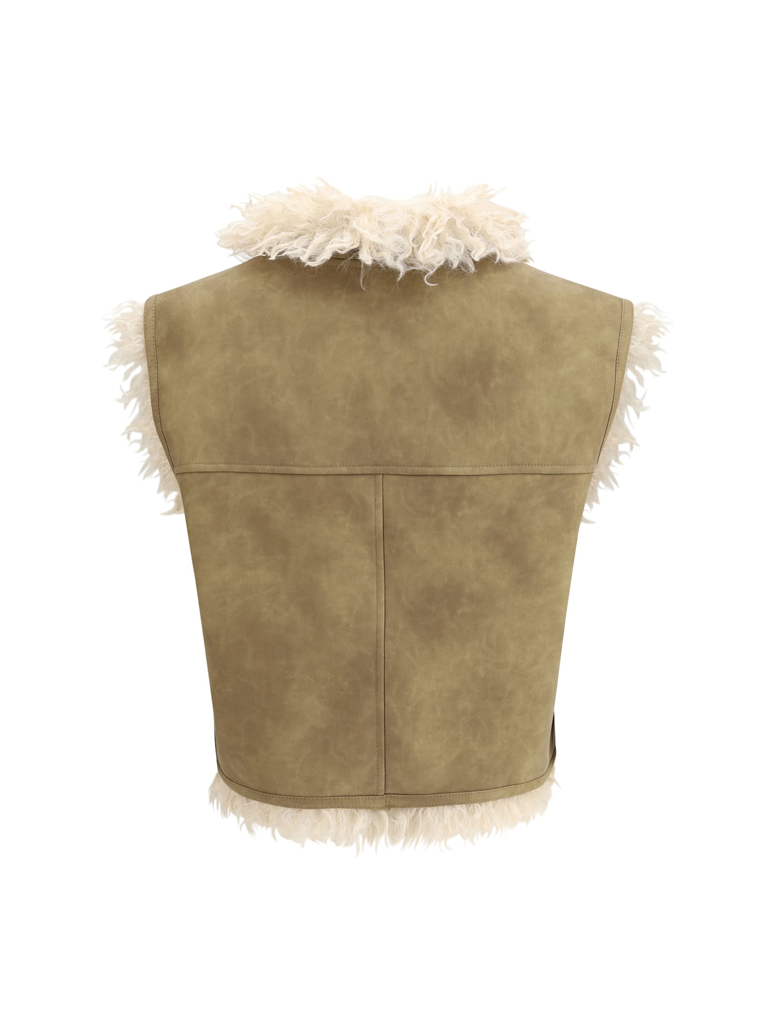 Isabel Marant Étoile Shearling Faux Leather Clara Gilet In Brown