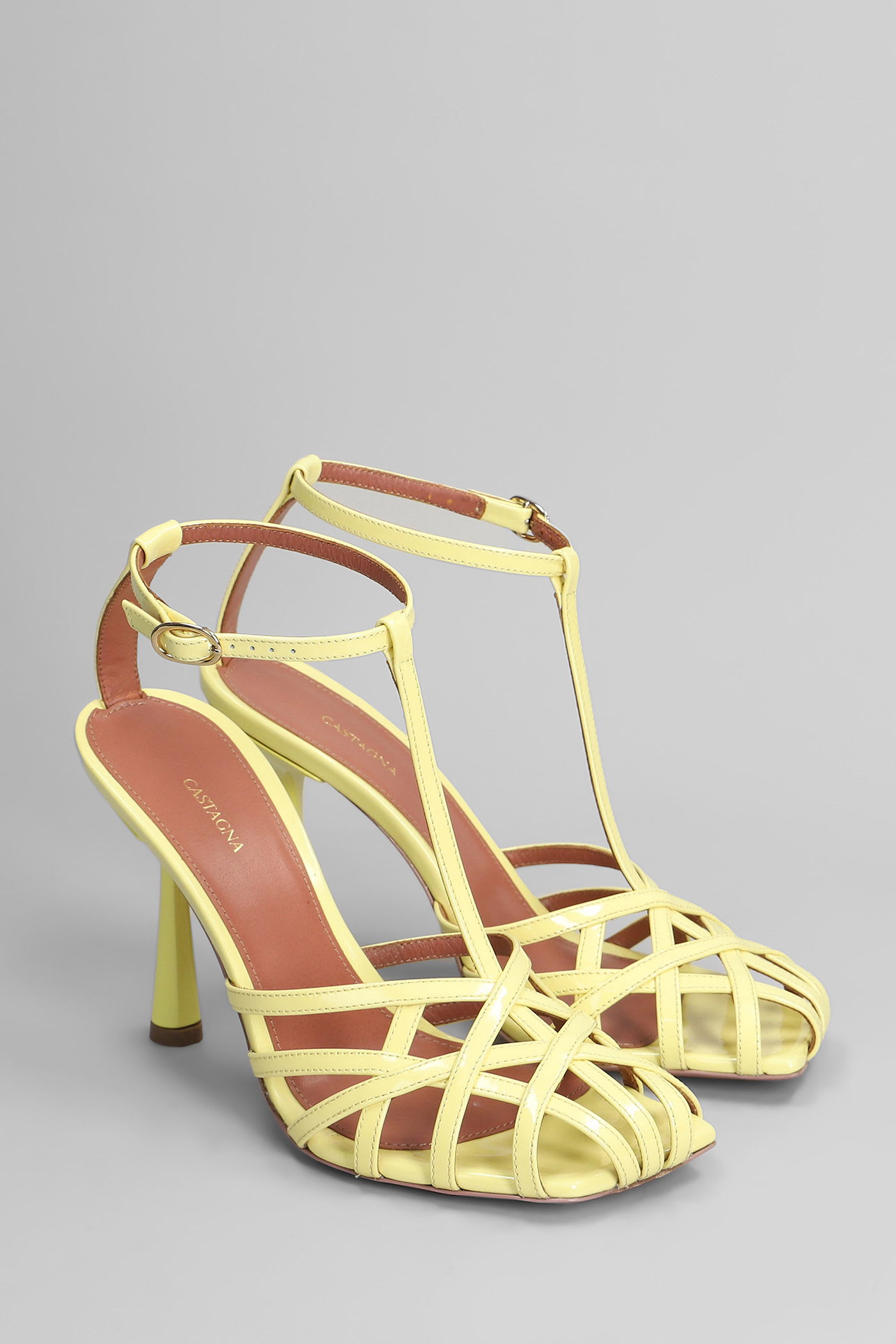 Aldo Castagna Lidia Sandals In Yellow Patent Leather In Yellow