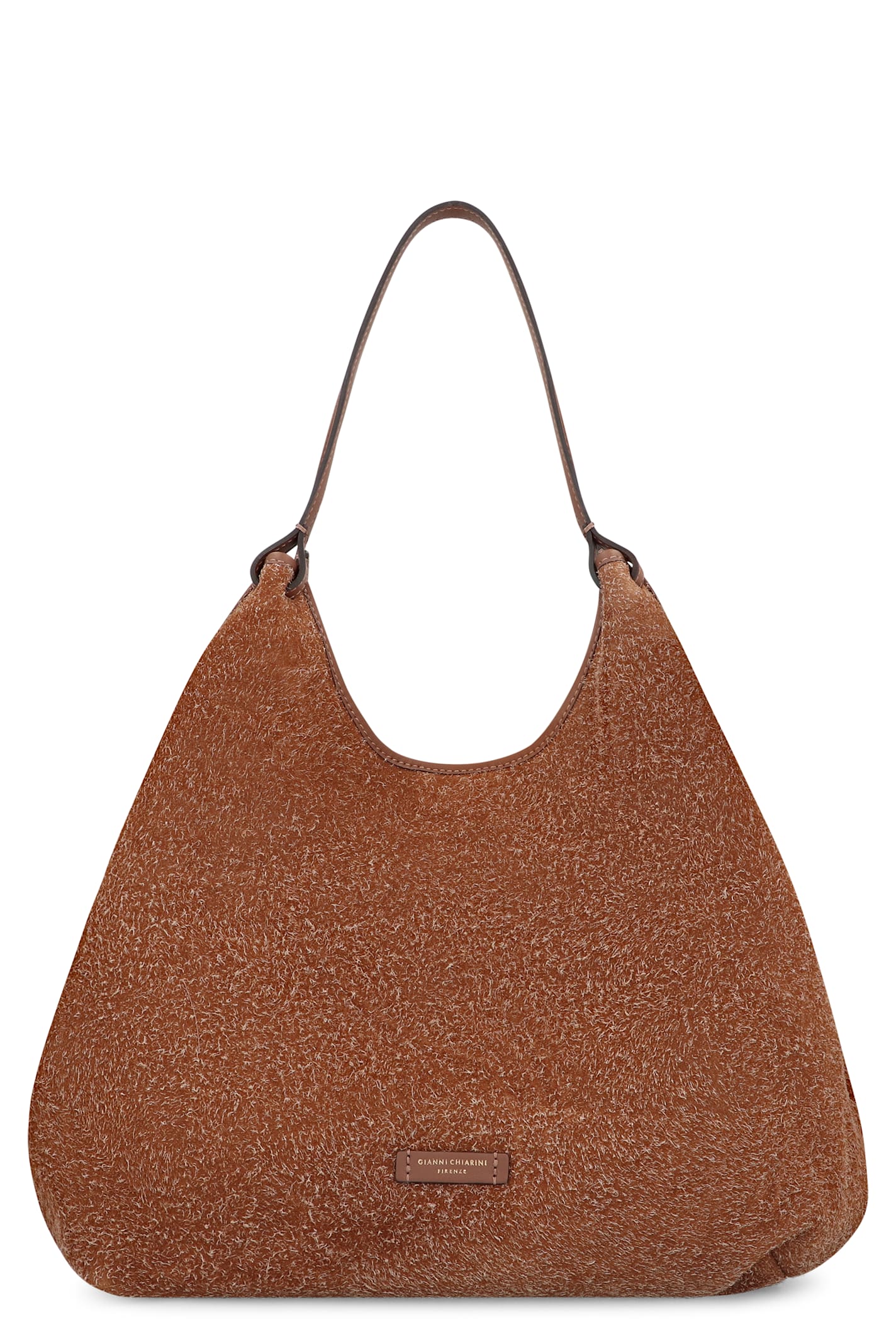 Gianni Chiarini Suede Shoulder Bag Gold-tone Hardware In Sand