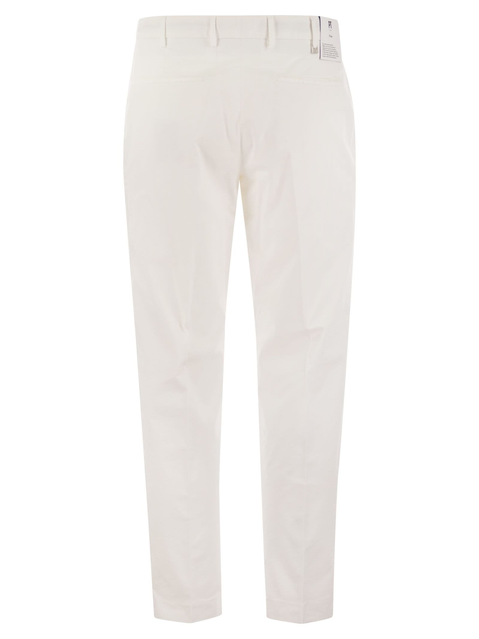 Pt Torino Rebel Stretch Cotton Trousers In White