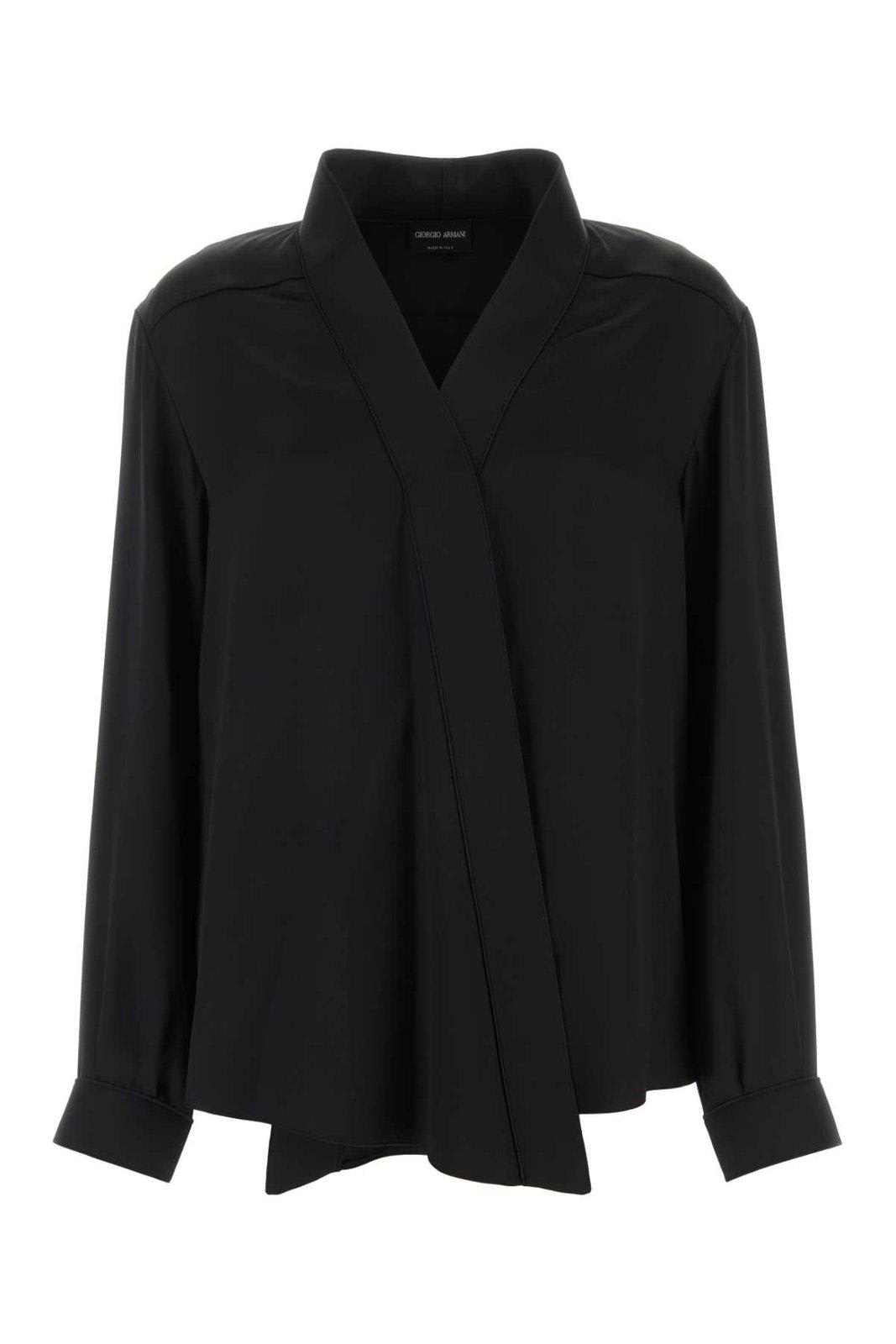 Shop Giorgio Armani Double-sided Satin Shirt In Black Beauty