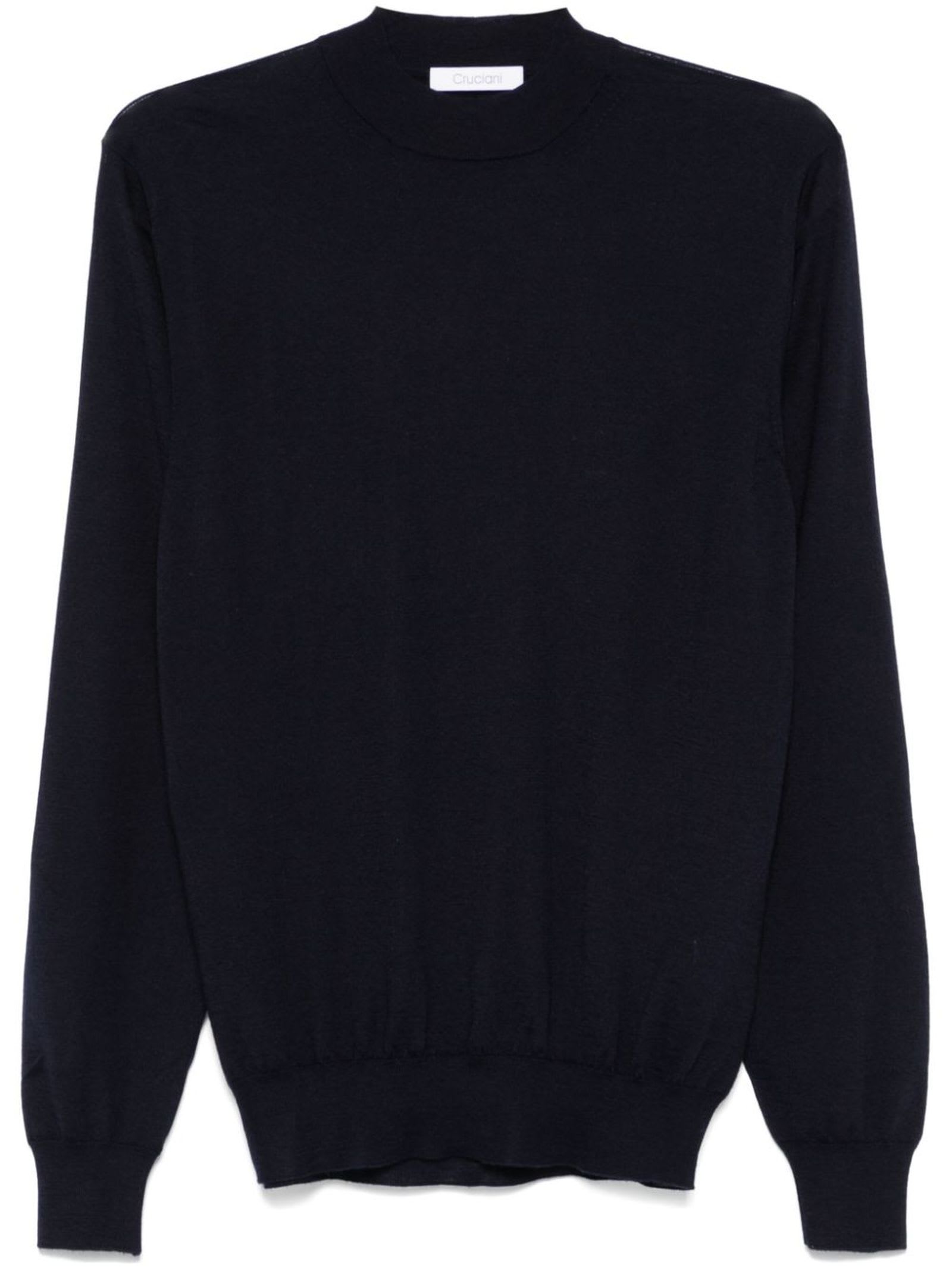 Navy Blue Cashmere-silk Blend Sweater