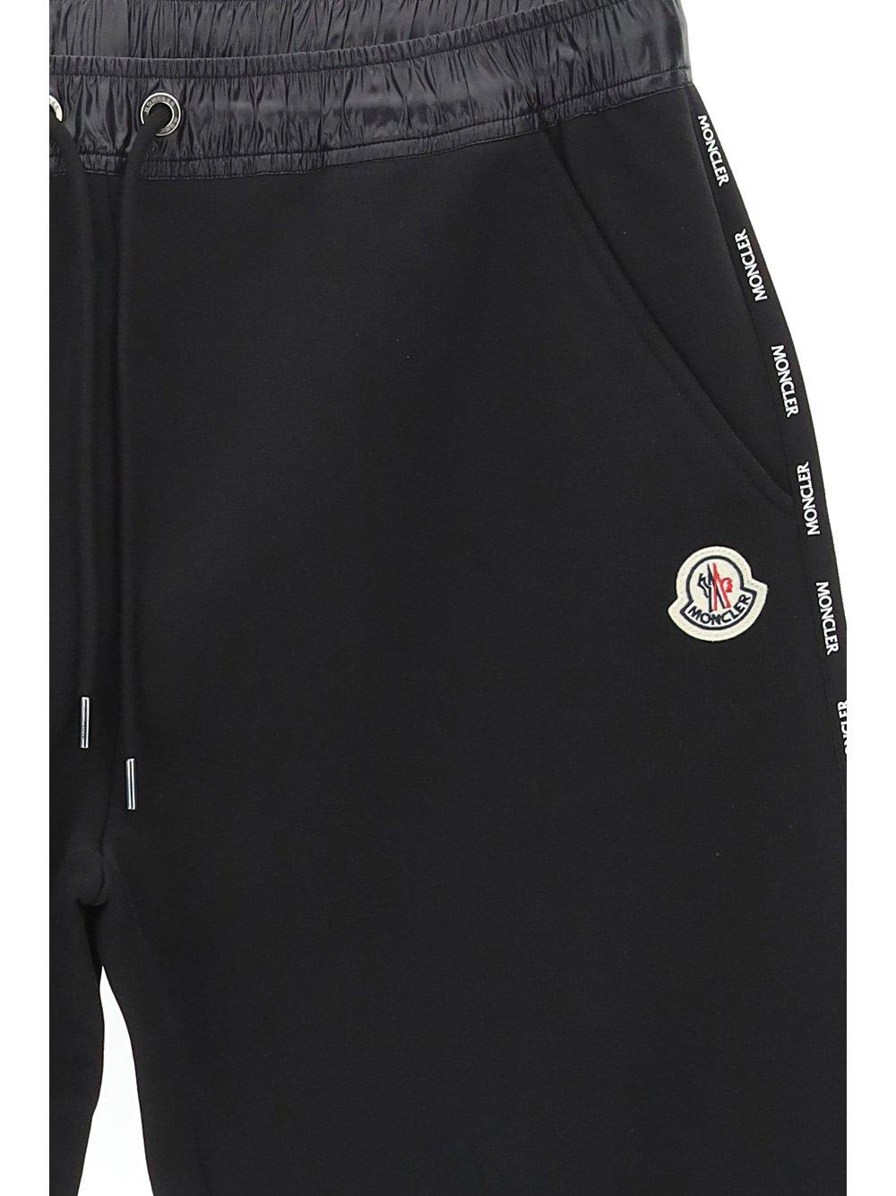 Shop Moncler Logo Trim Drawstring Track Pants In Black