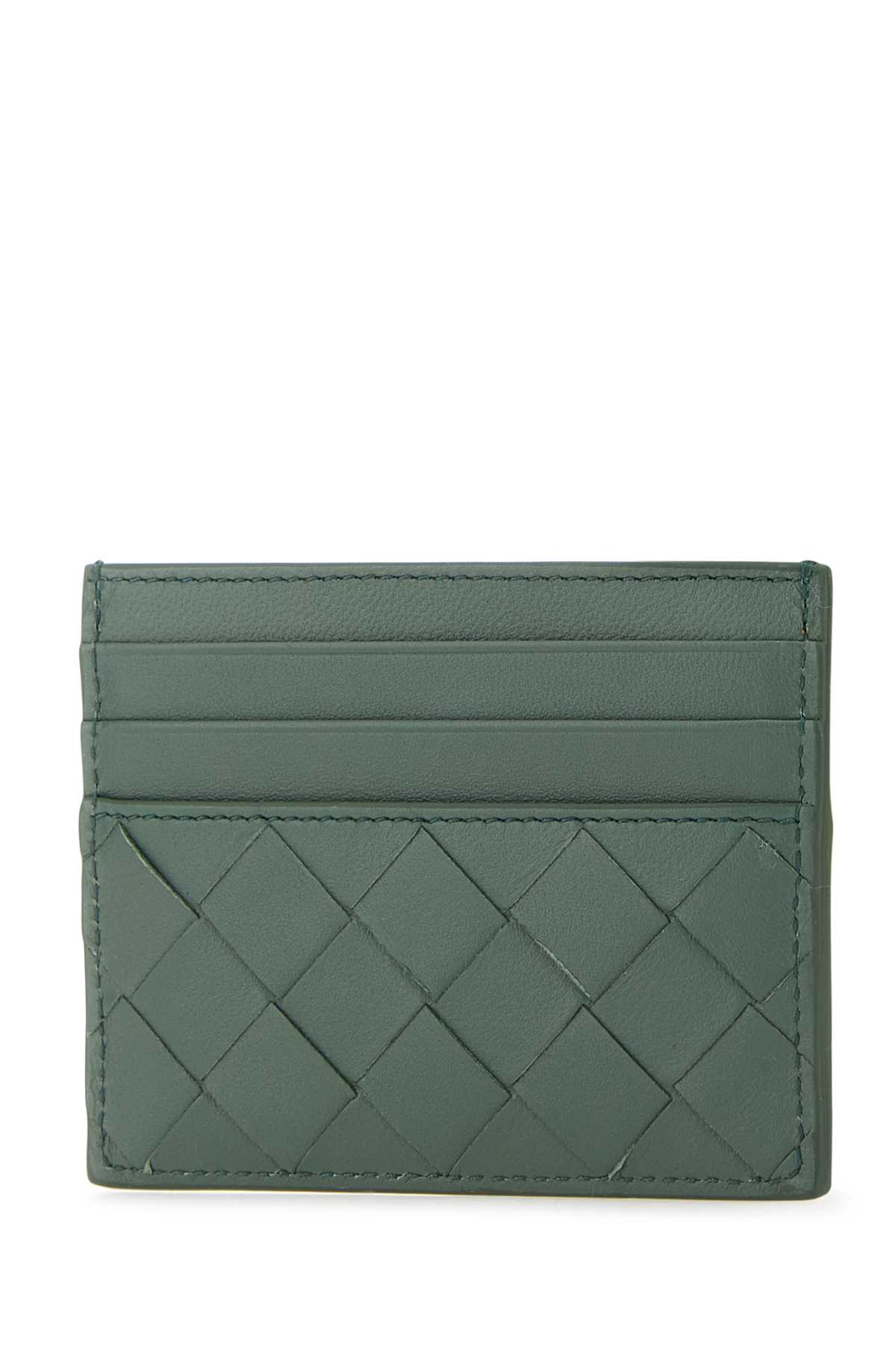 Shop Bottega Veneta Sage Green Nappa Leather Card Holder In Alohe