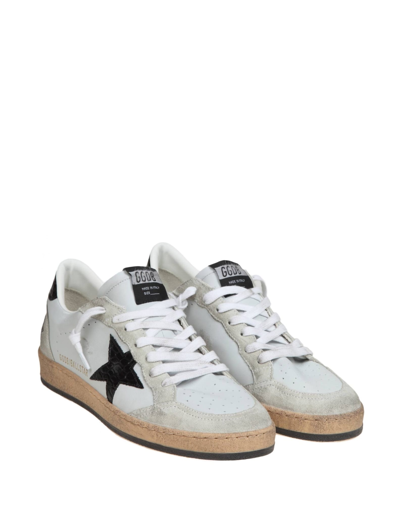 Shop Golden Goose Ballstar In Ice Color Leather And Suede In Gray/ice/blk