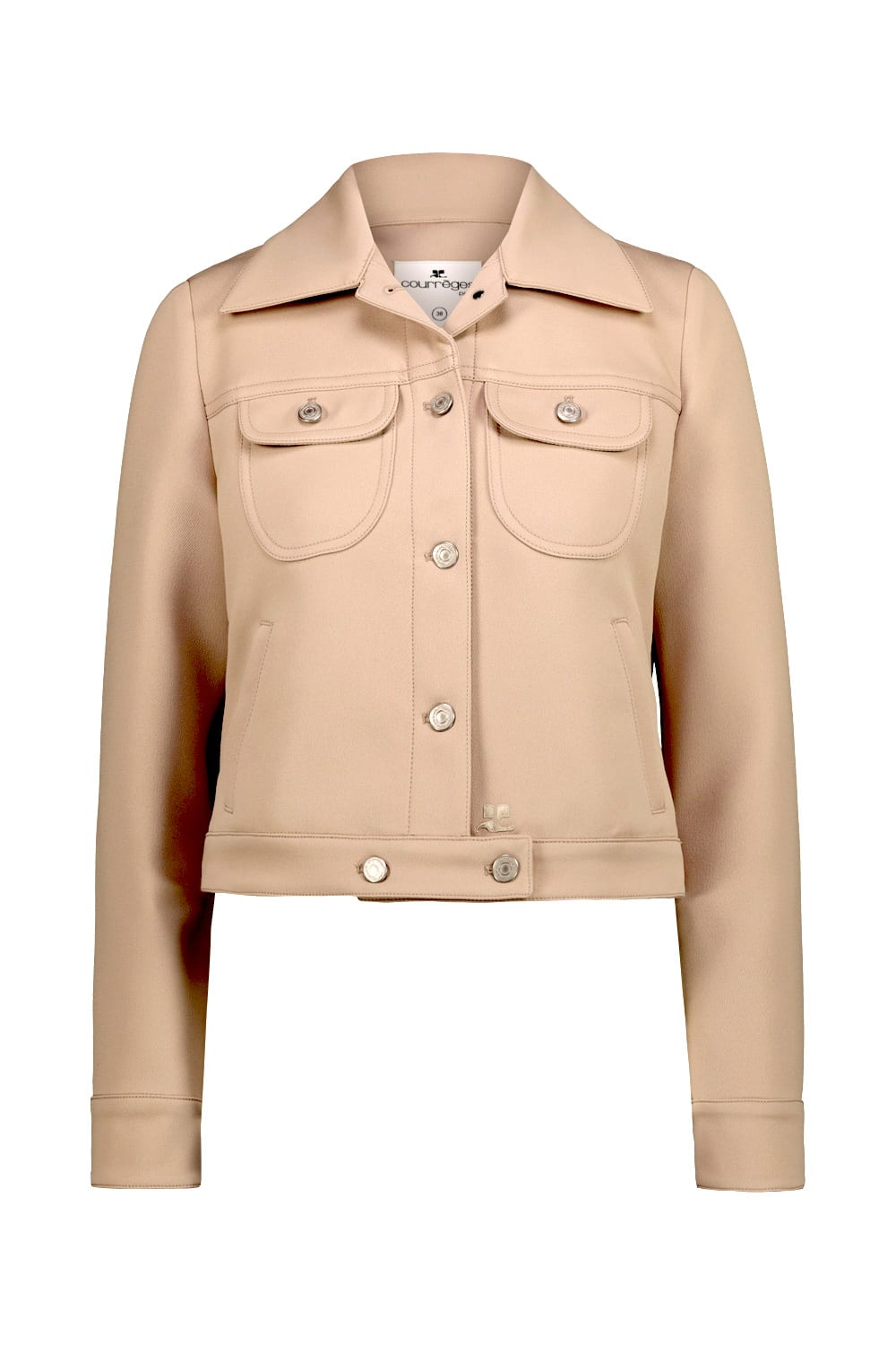 Shop Courrèges Trucker Jacket Signature Twill In Sand