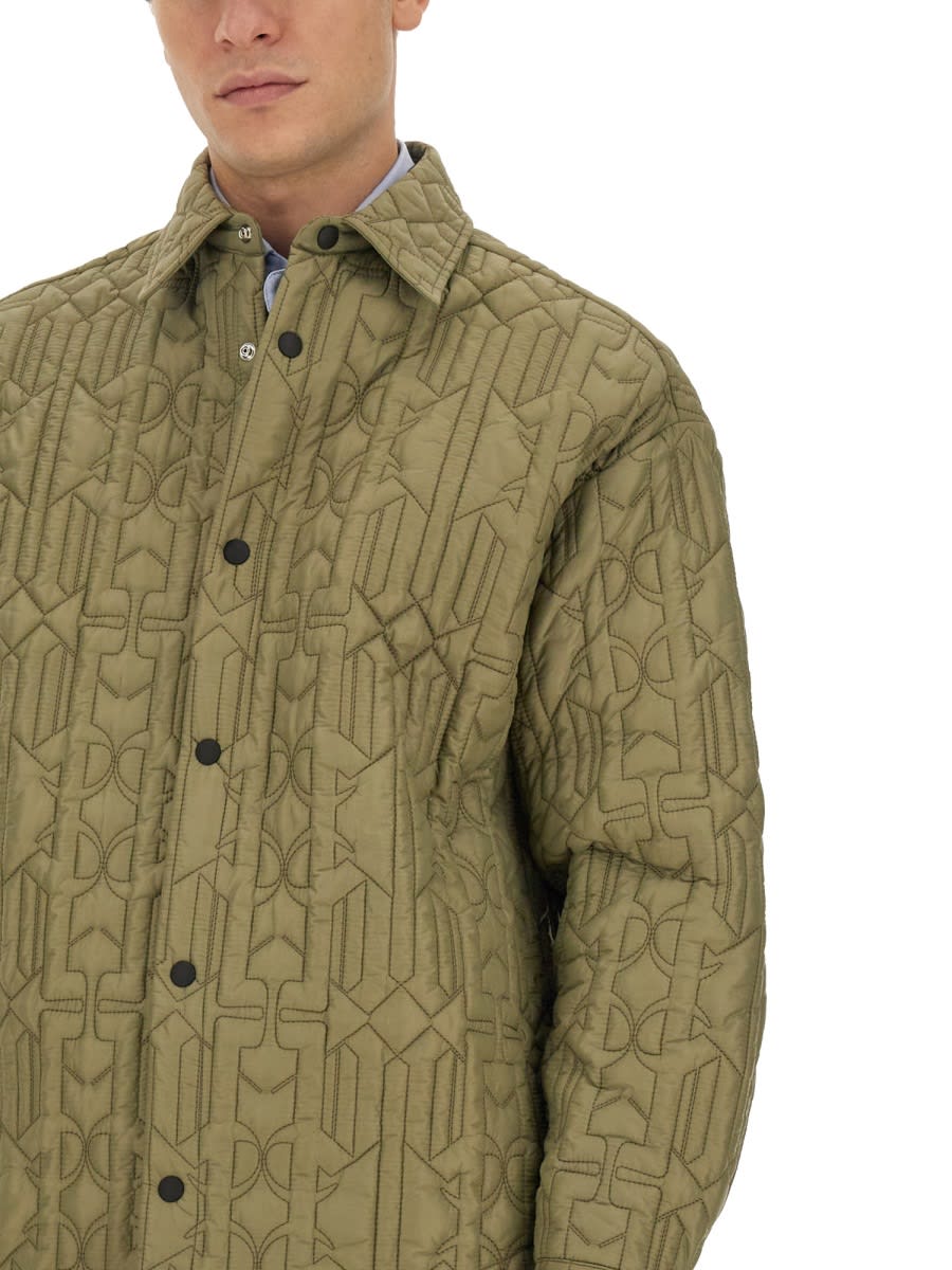 Shop Palm Angels Monogram Shirt In Military Green