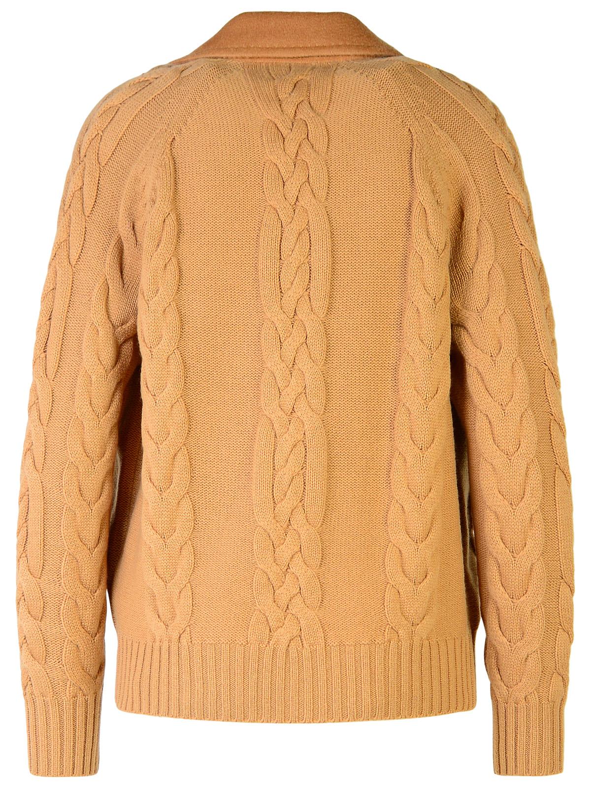 Shop Max Mara Micio Cardigan In Beige Wool Blend In Brown