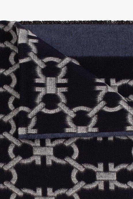 Shop Ferragamo Gancini Pattern Knitted Scarf In Blue