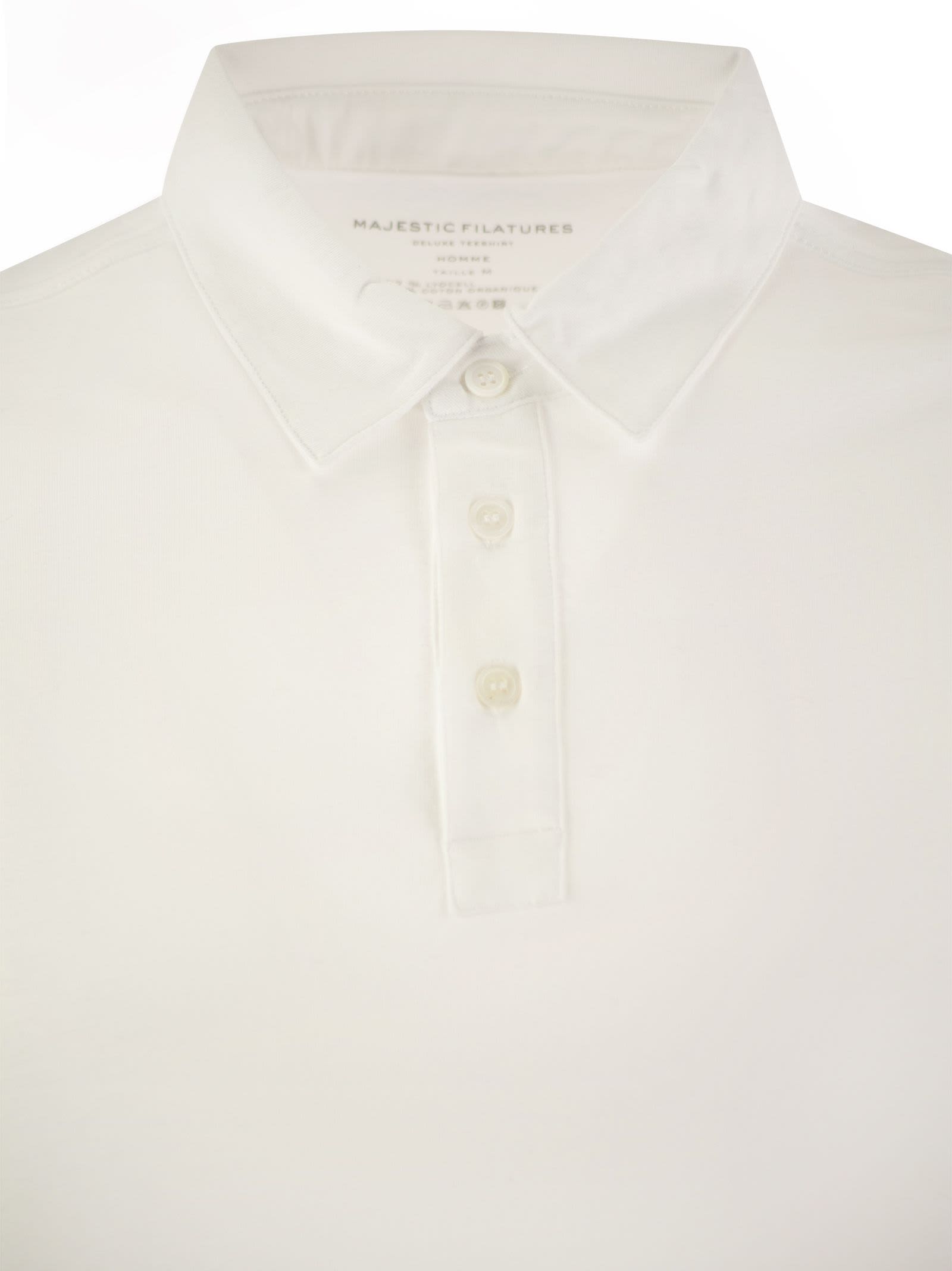Shop Majestic Short-sleeved Polo Shirt In Lyocell In White
