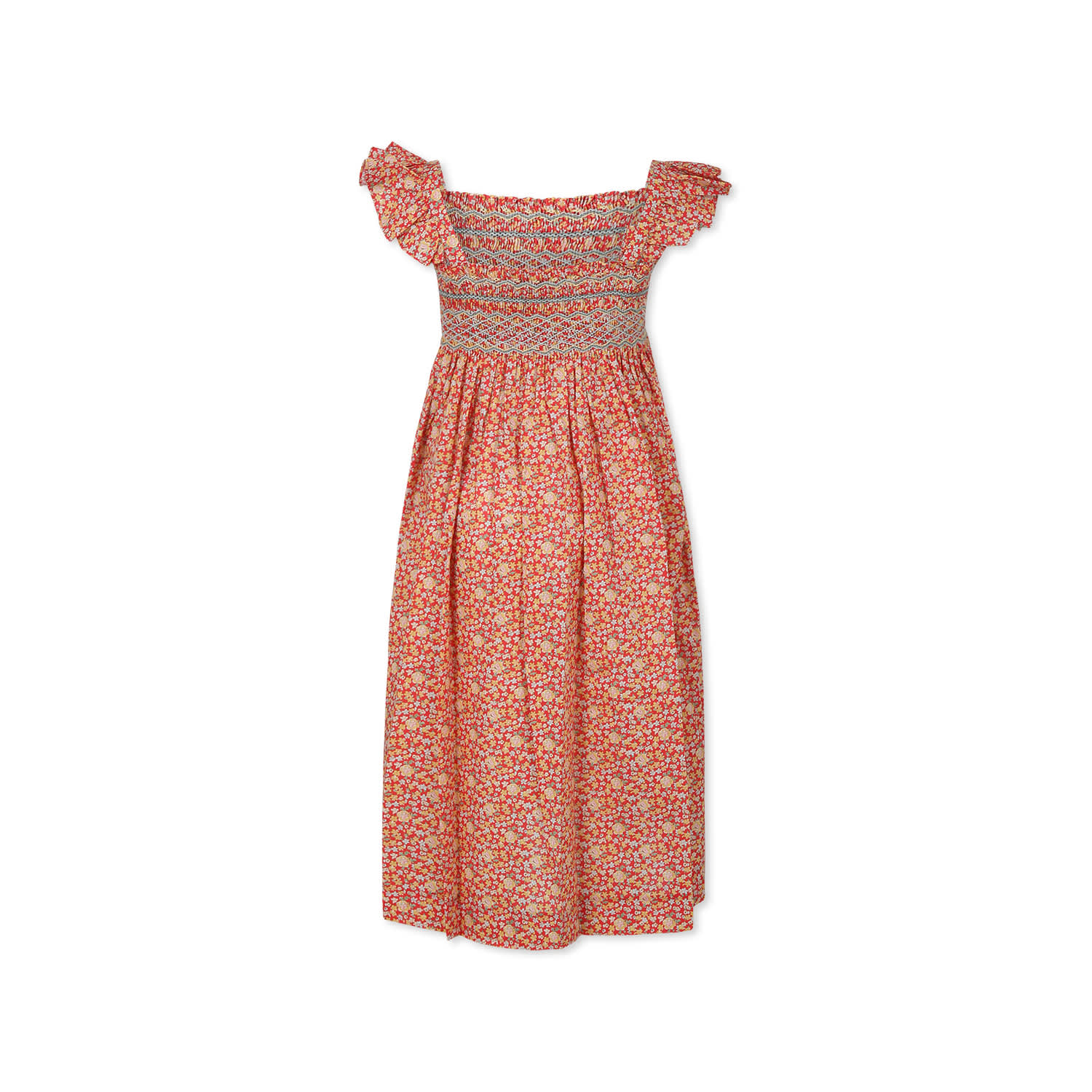 Shop Bonpoint Red Dress For Girl With Floral Print