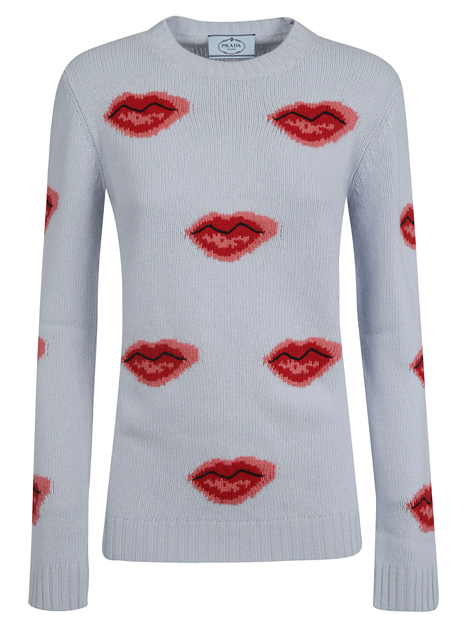 Prada Kiss Knit Sweatshirt In Nude/red