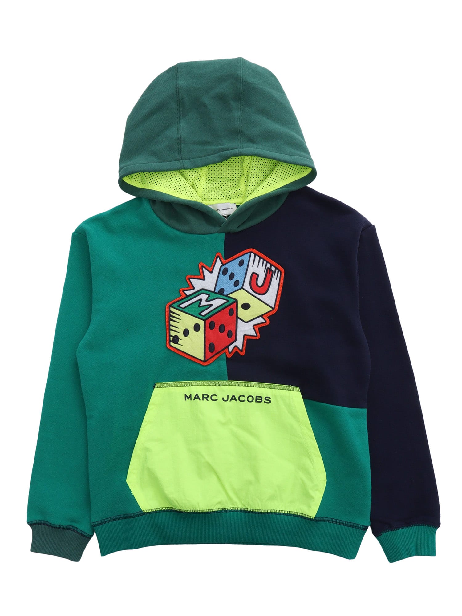 Little Marc Jacobs Kids' Color Block Hoodie In Green