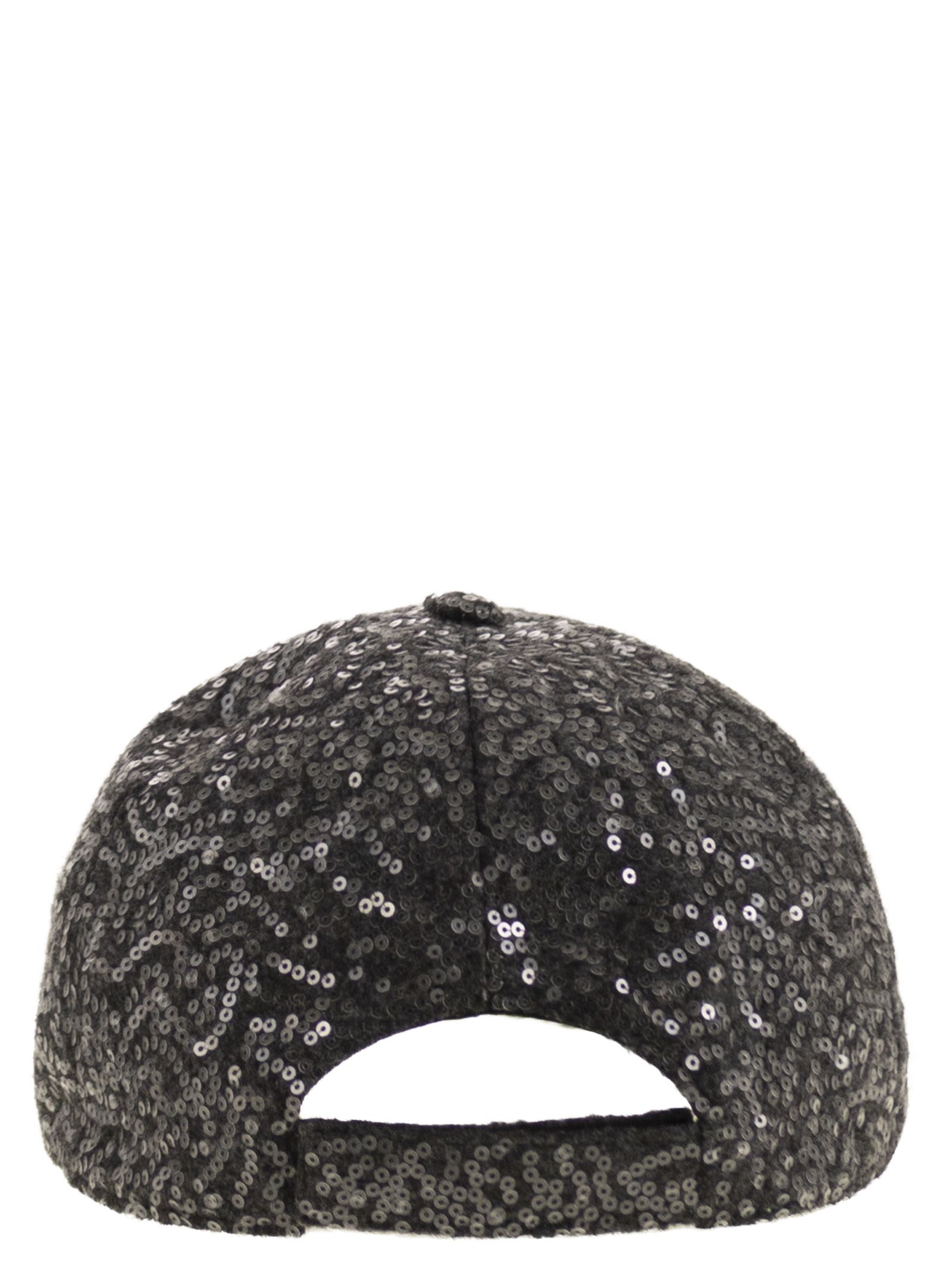 Peserico Sequinned Baseball Cap In Gray