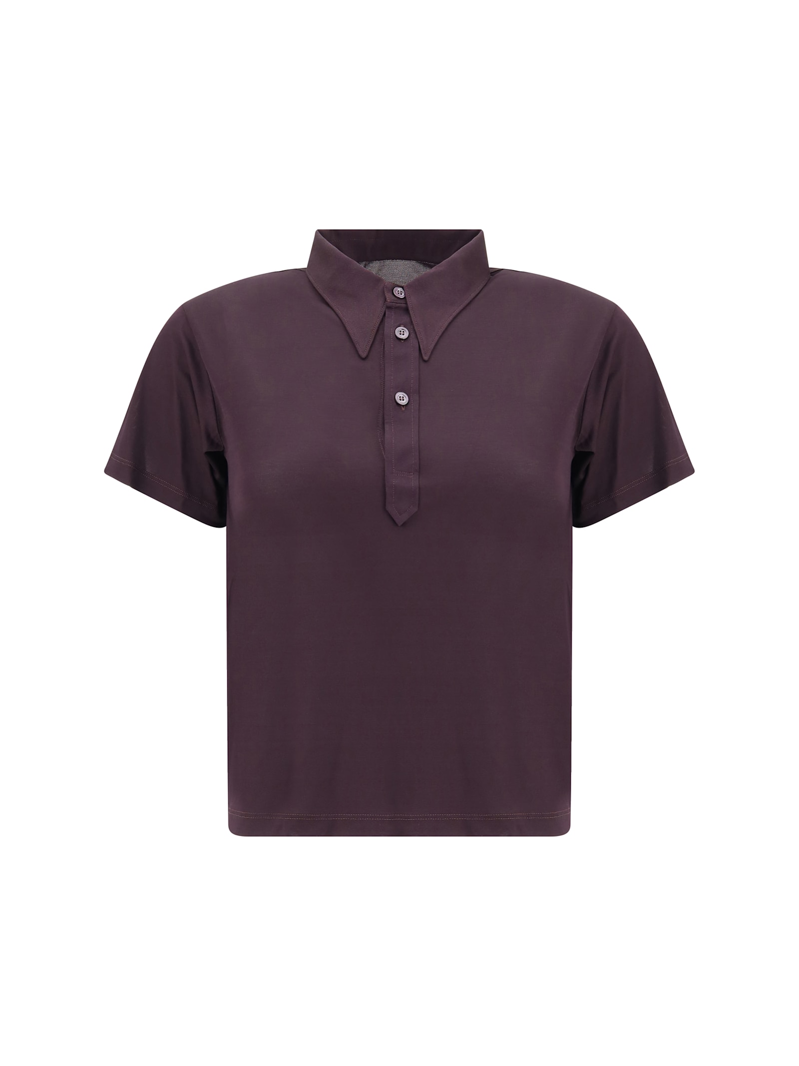 Maison Margiela Semi-sheer Polo Shirt In Purple
