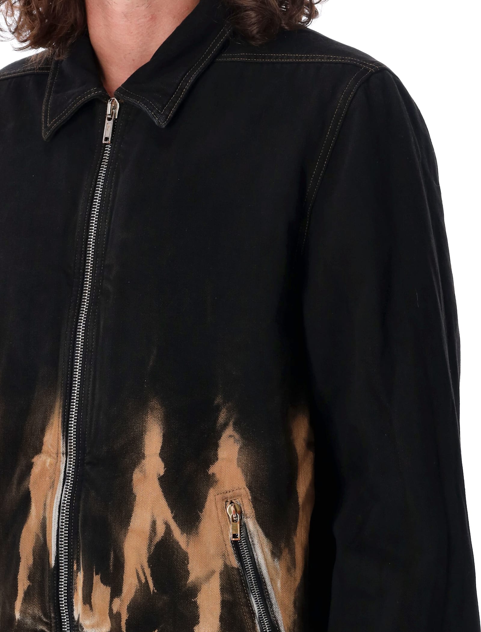 Shop Drkshdw Zipfront Jacket In Black Flames