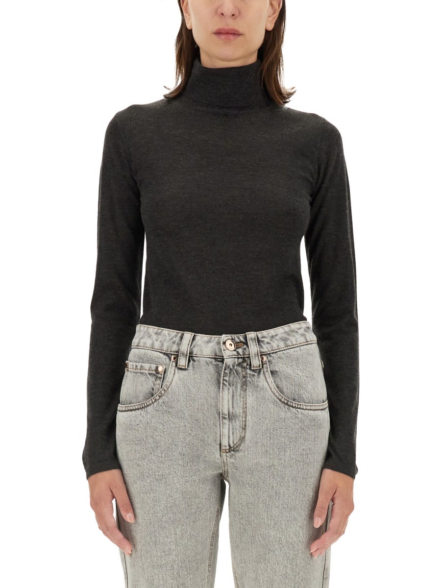 Shop Brunello Cucinelli Turtleneck Shirt In Grey