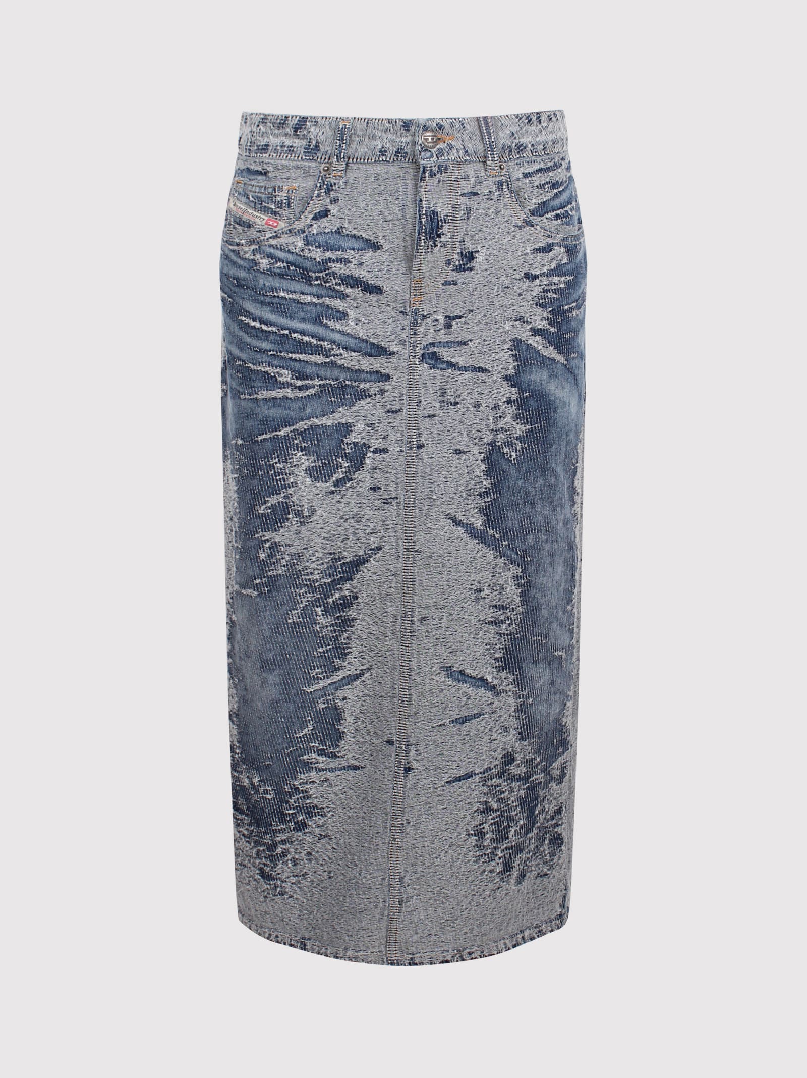 De-skye-s Midi Skirt In Distressed Jacquard Denim