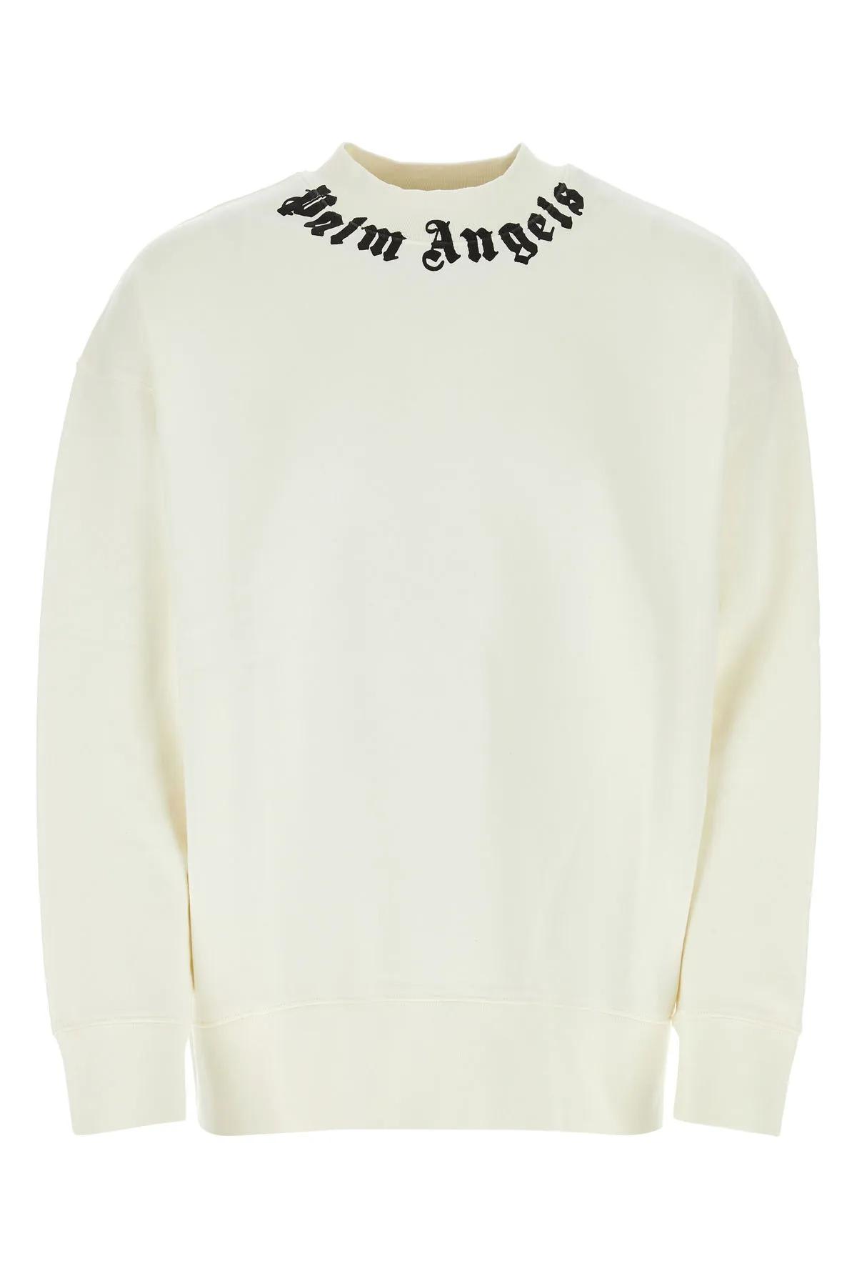 Shop Palm Angels White Cotton Sweatshirt In Bianco