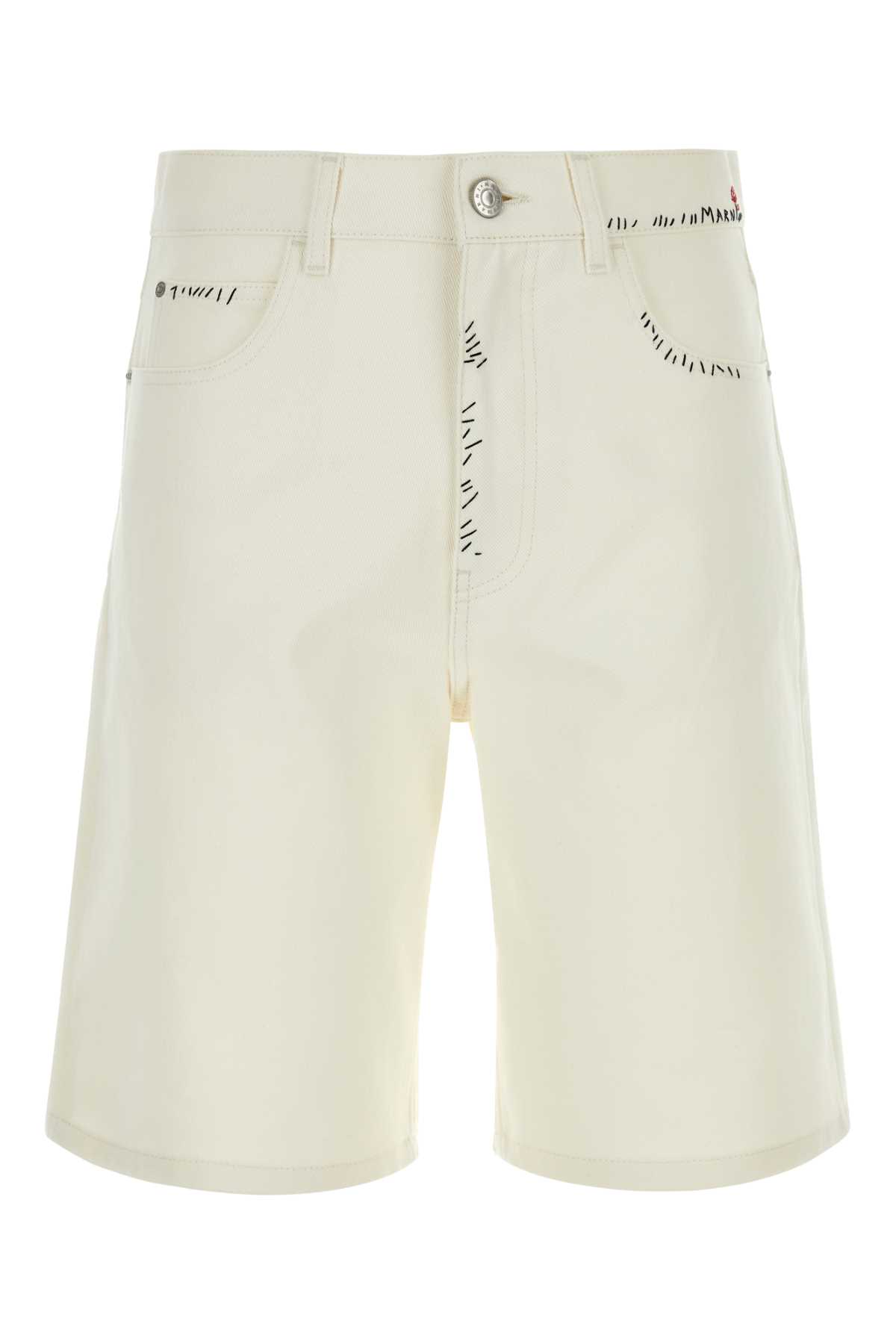Shop Marni White Denim Bermuda Shorts In Lilywhite