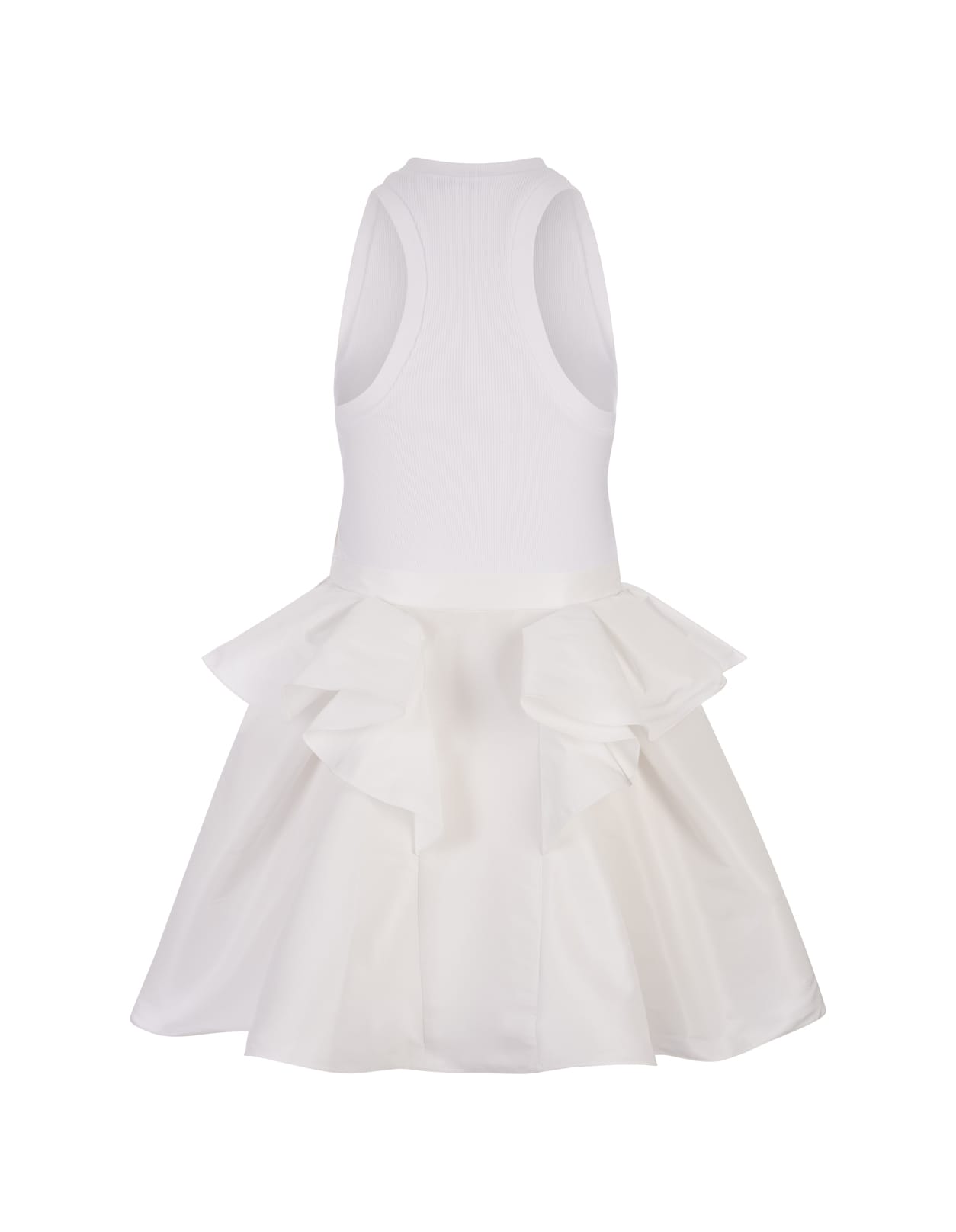 Shop Alexander Mcqueen White Hybrid Mini Dress