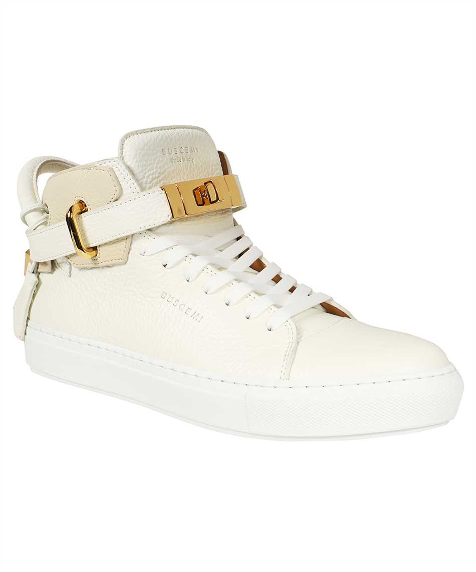 Shop Buscemi Leather High-top Sneakers In White