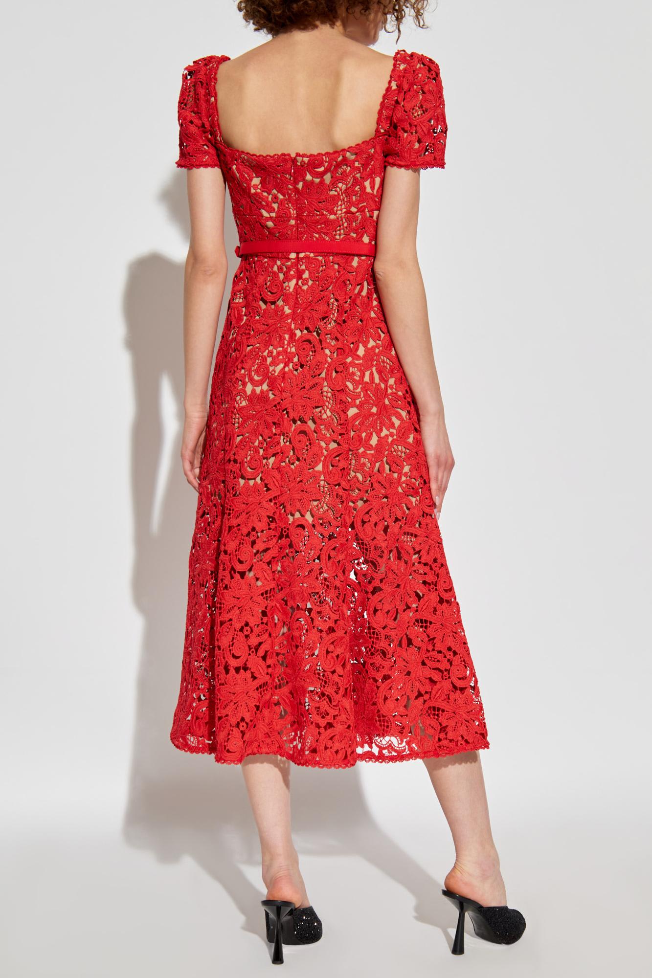 Shop Self-portrait Self Portrait Lace Dress In Red