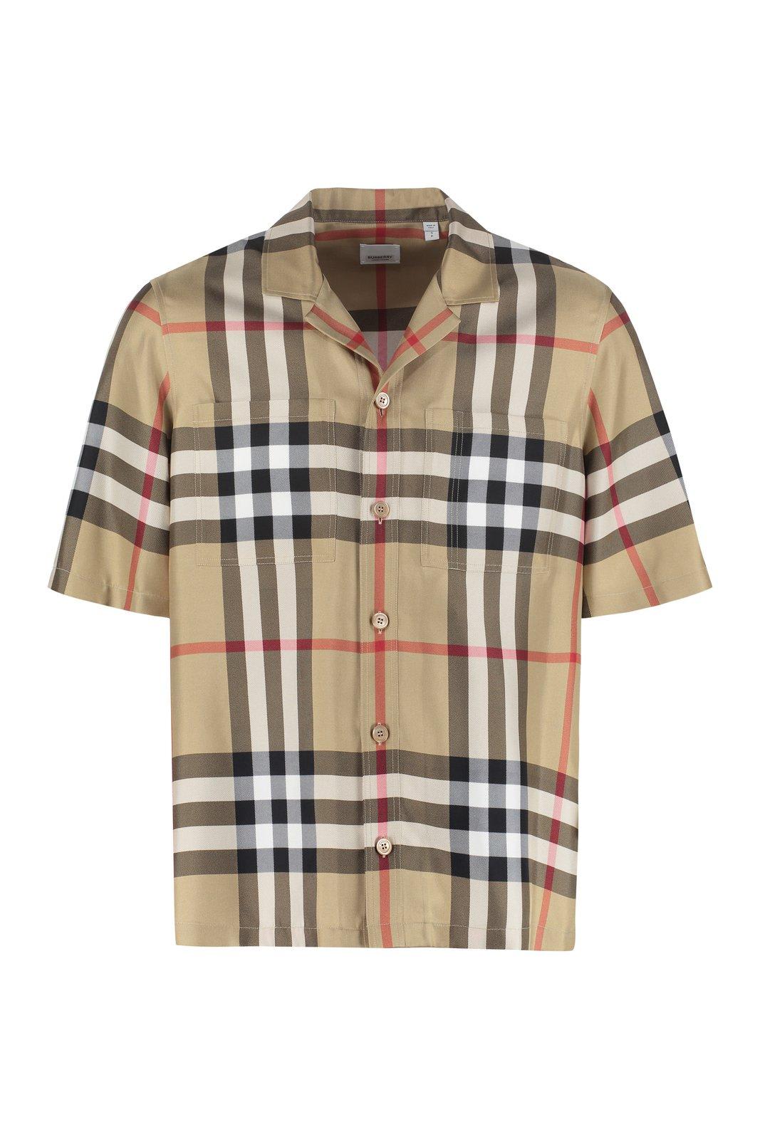 Shop Burberry Checked Short Sleeve Shirt In Brown/neutrals