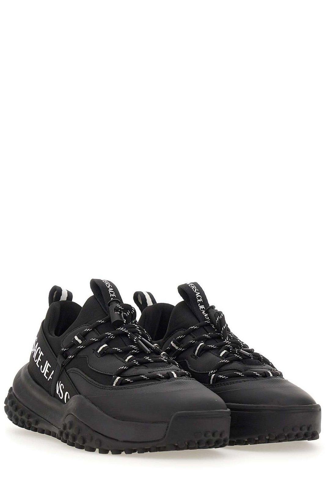 Versace Jeans Couture Logo-embossed Round Toe Sneakers In Black