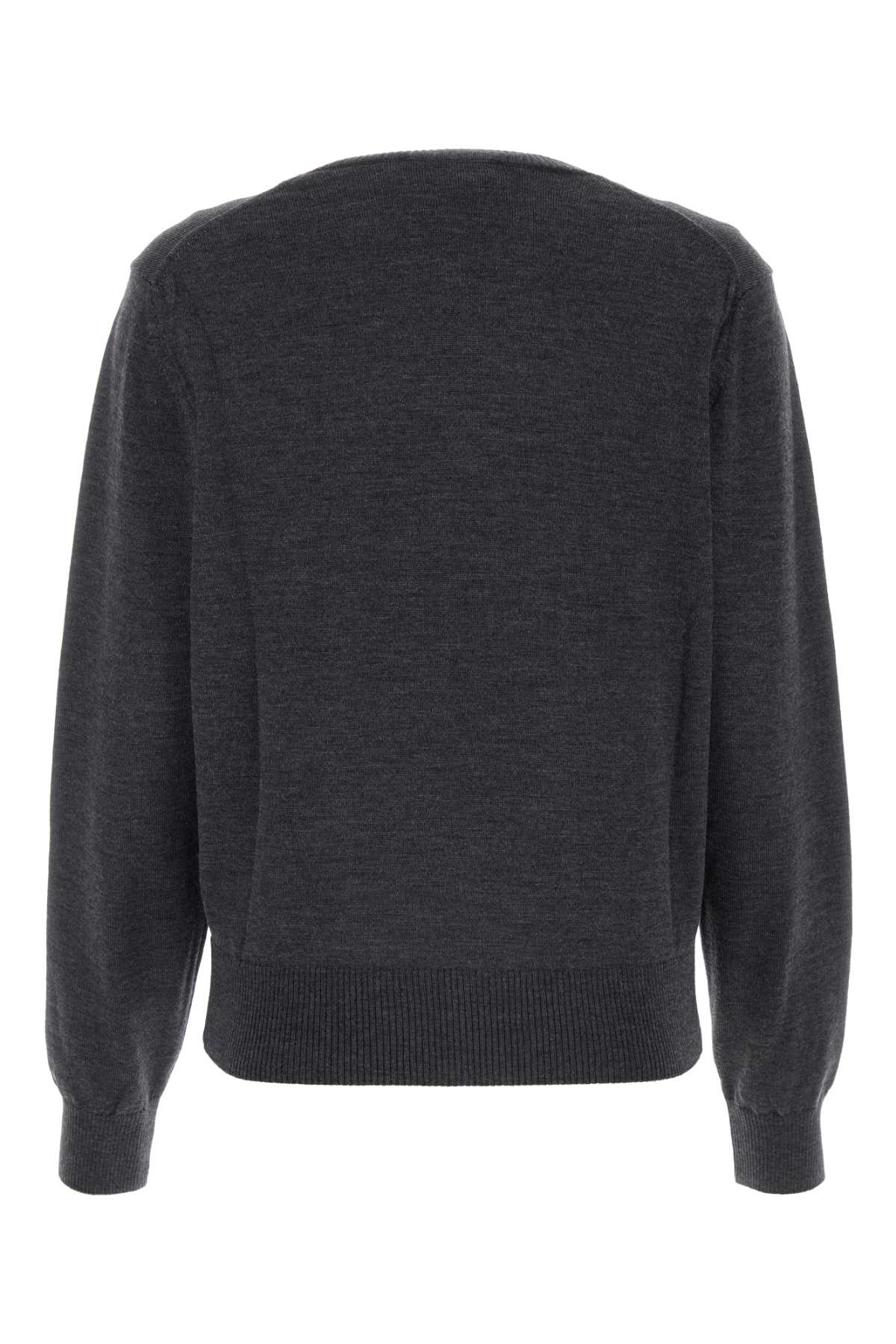 Shop Ami Alexandre Mattiussi Dark Grey Wool Sweater In Heathergrey