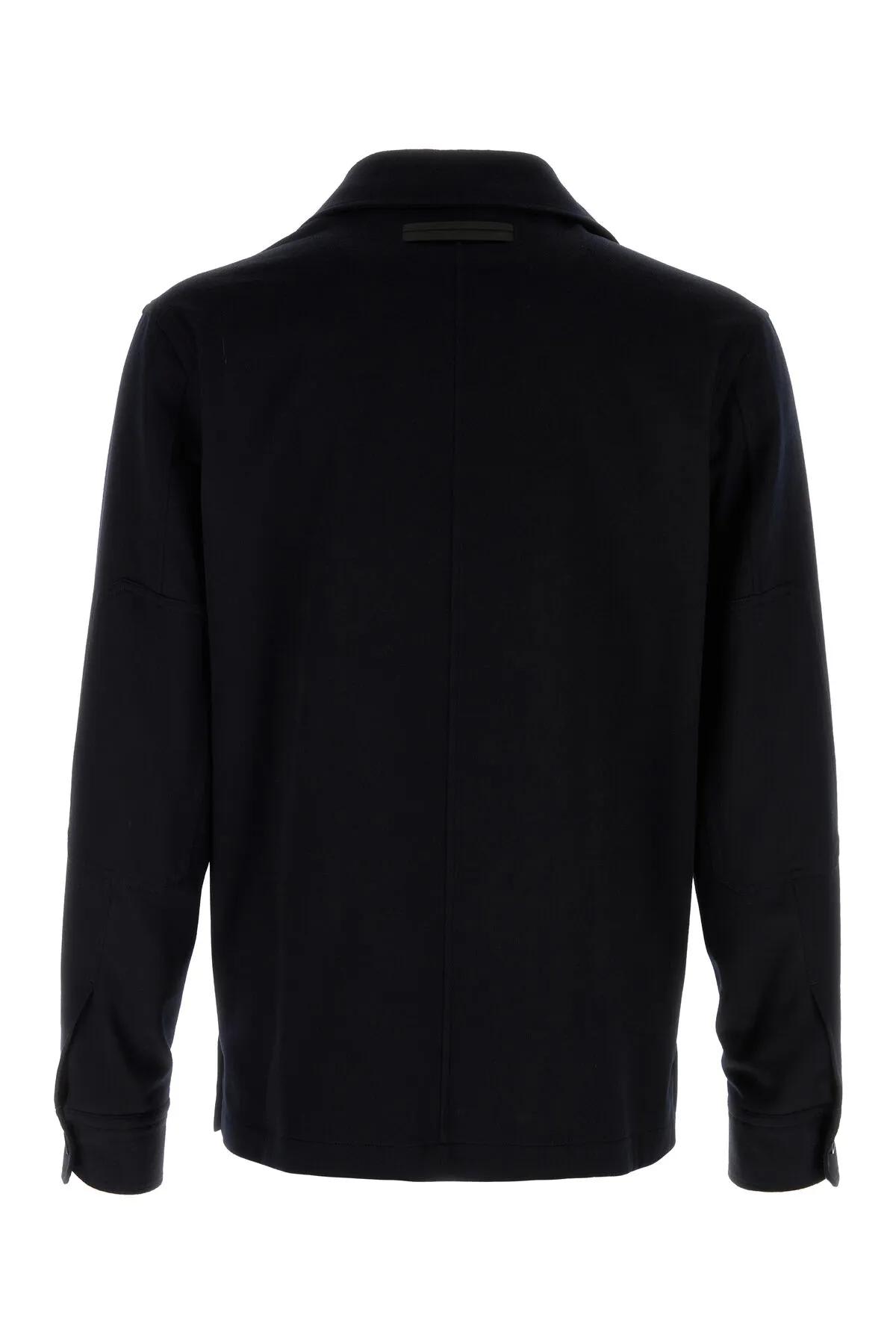 Shop Zegna Midnight Blue Cashmere Shirt