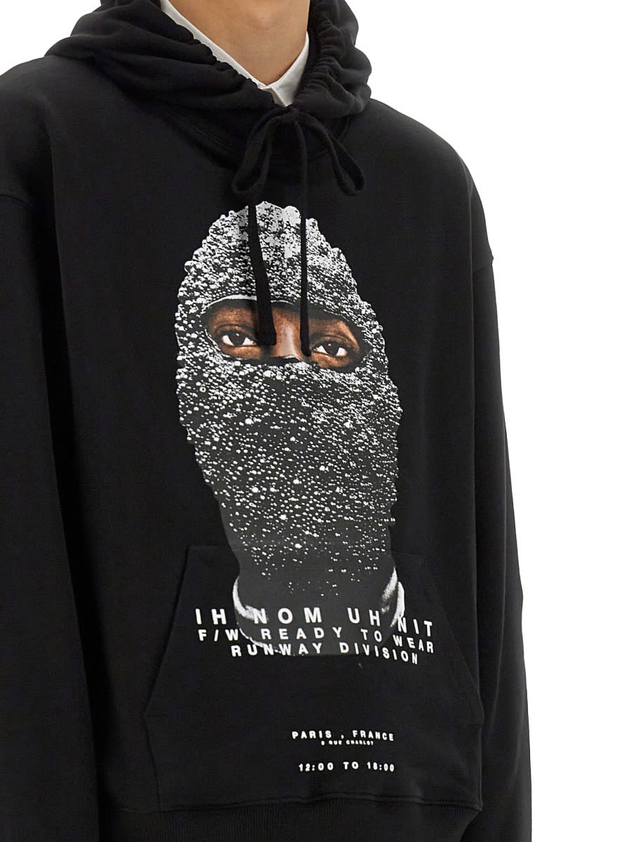Ih Nom Uh Nit Graphic Print Crewneck Sweater Long Sleeves In Black