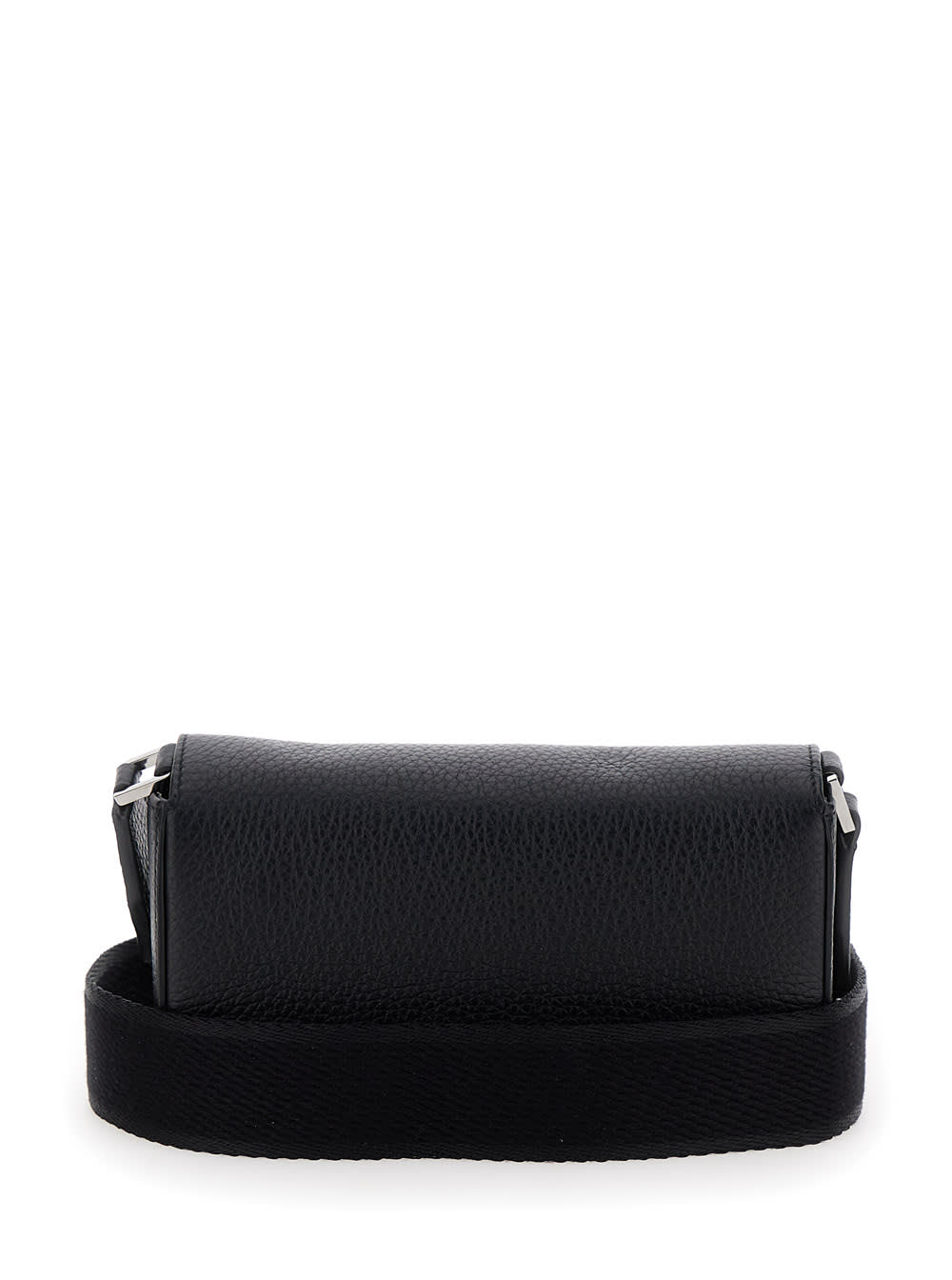 Shop Dolce & Gabbana Mini Black Crossbody Bag With Quilted Logo In Hammered Leather Man