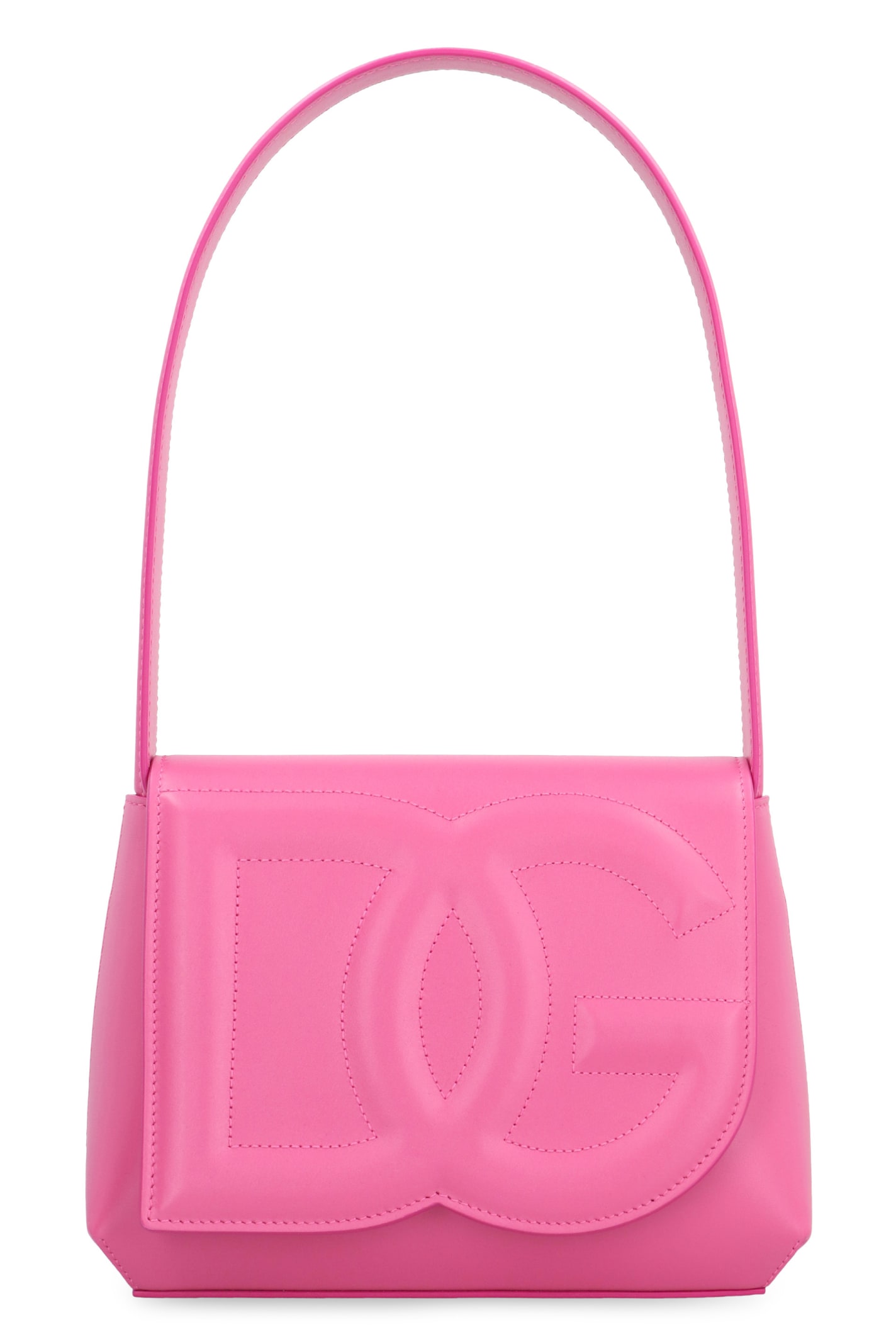 Dolce & Gabbana Dg Logo Leather Shoulder Bag In Pink