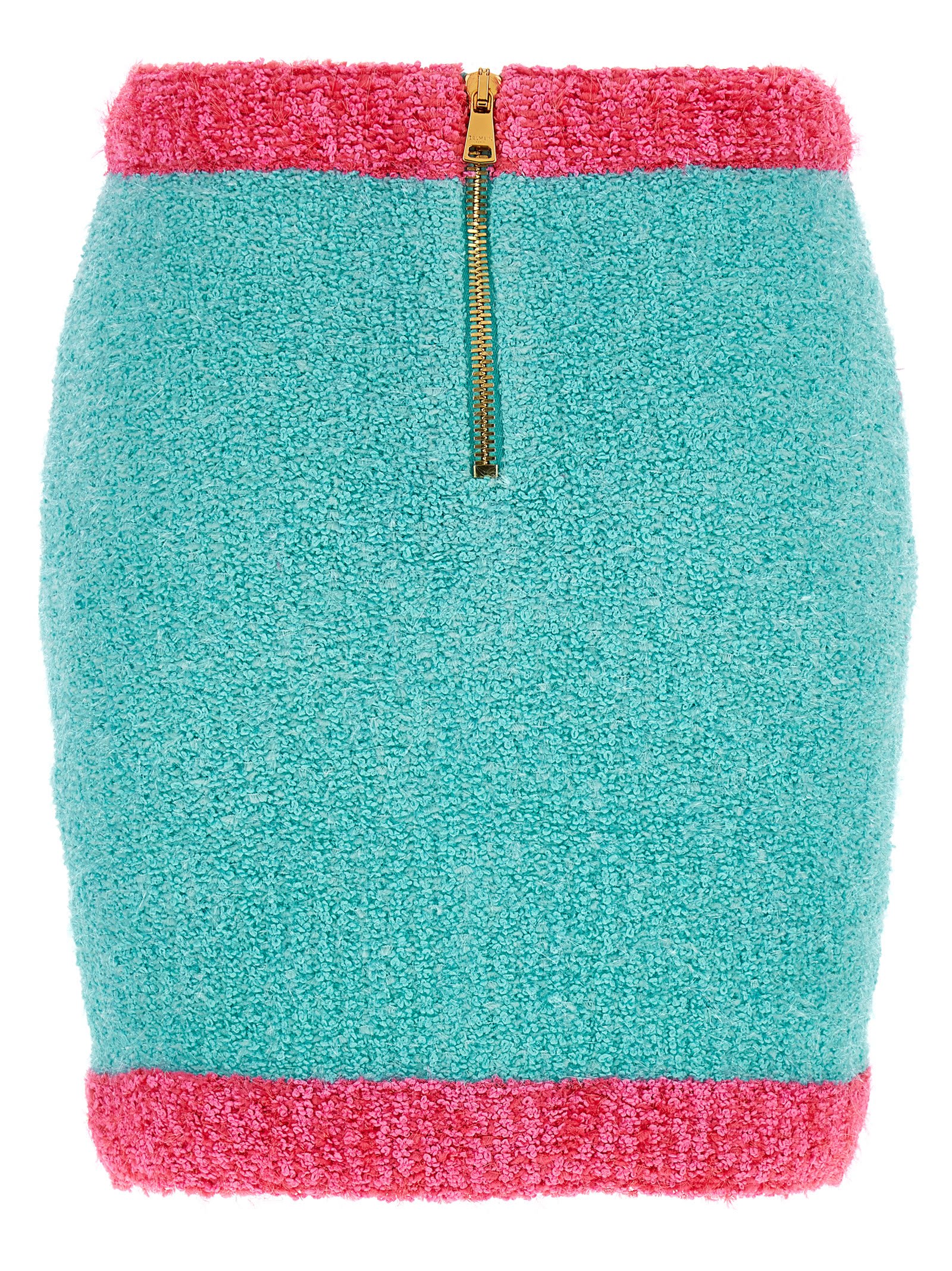 Shop Balmain Leone Button Two-tone Skirt In Multicolor