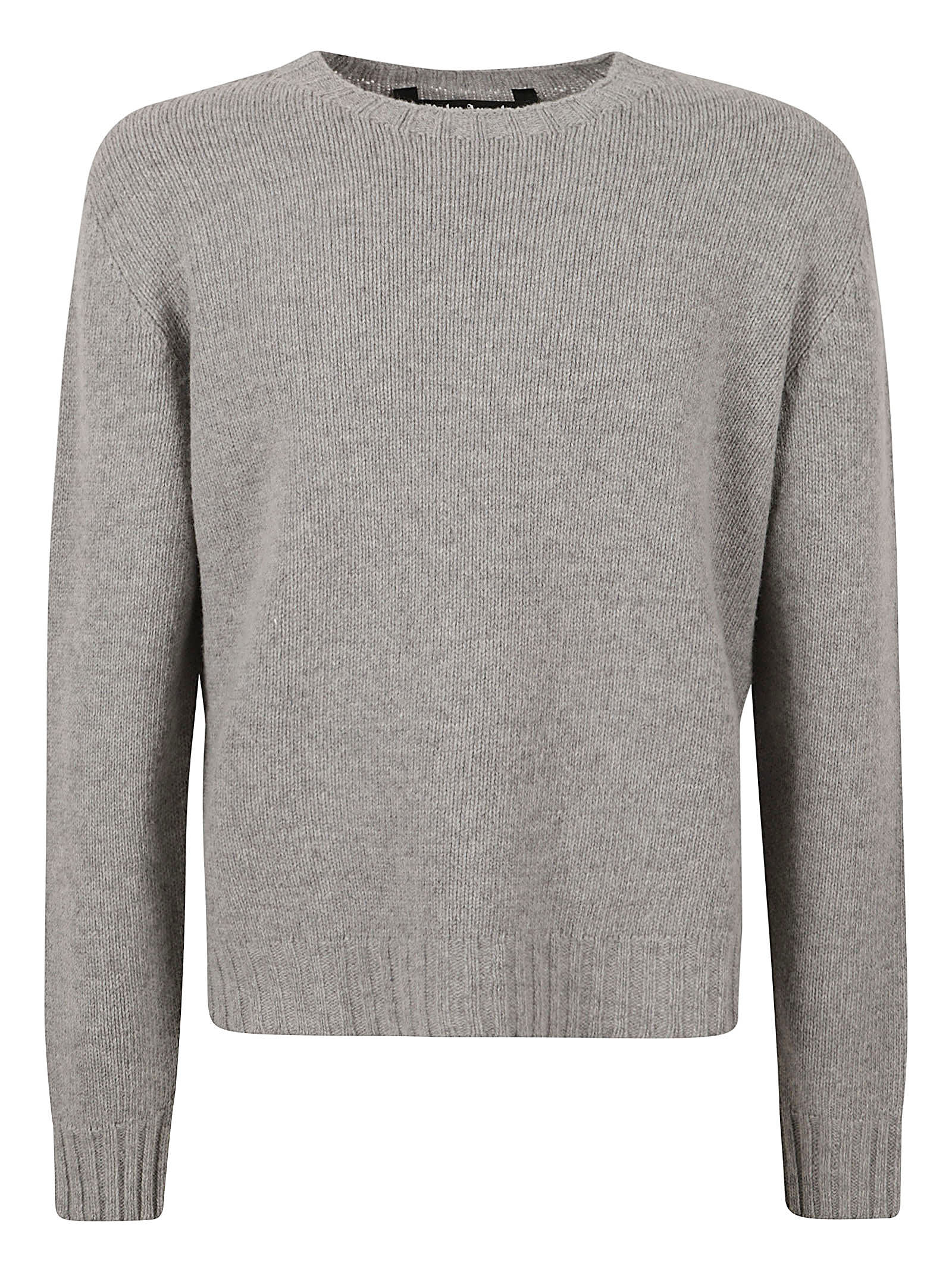 Palm Angels Curved Logo Sweater In Melange Grey/white