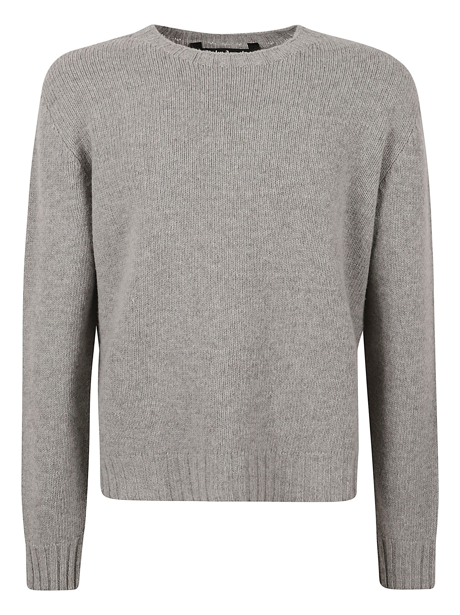 Palm Angels Curved Logo Jumper In Melange Grey/white