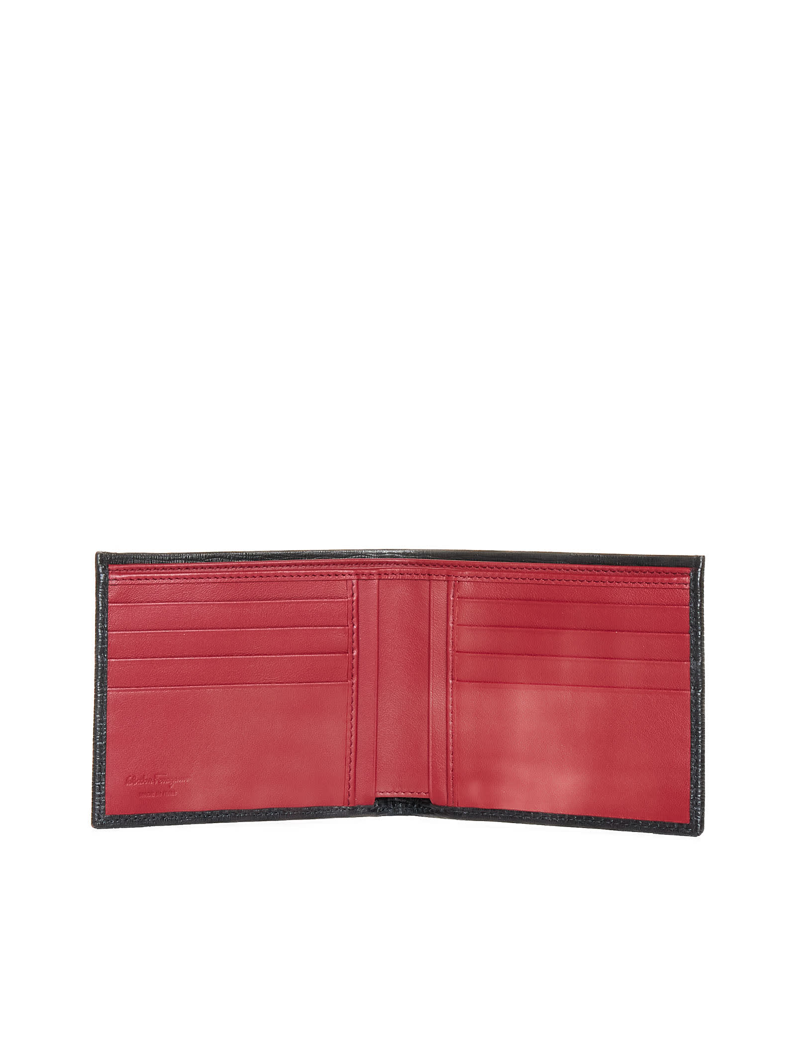 Shop Ferragamo Wallet In Nero || Red  || Nero
