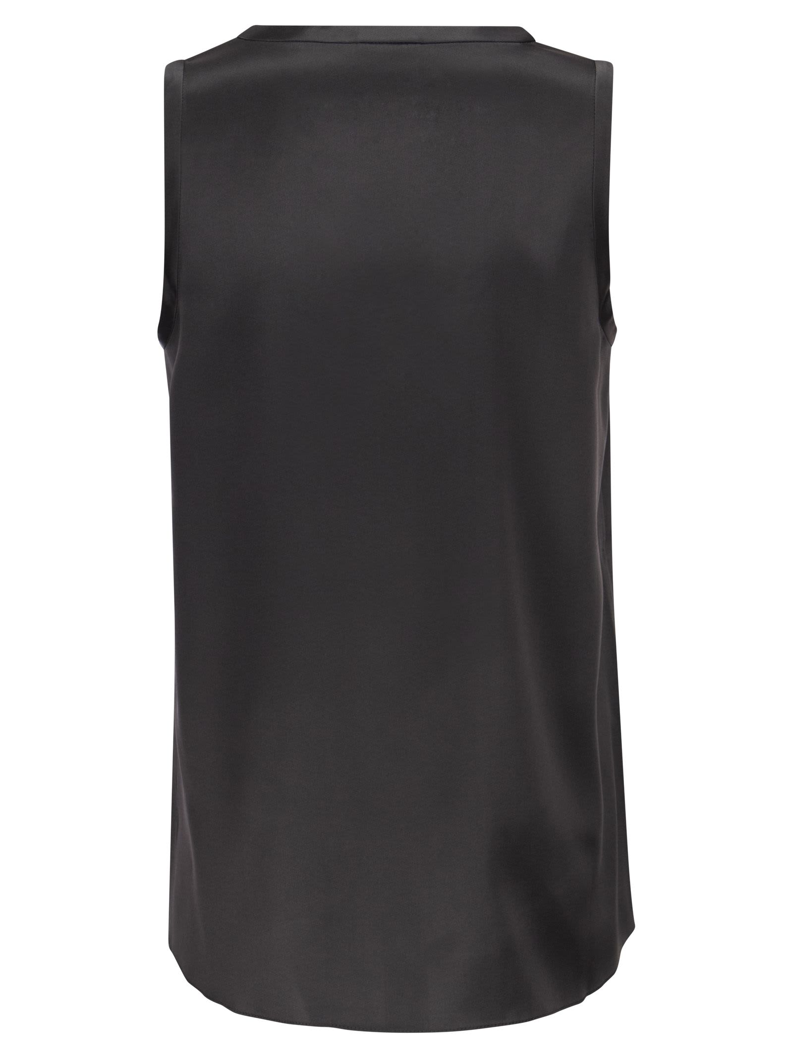 Brunello Cucinelli Stretch Silk Satin Top In Gray