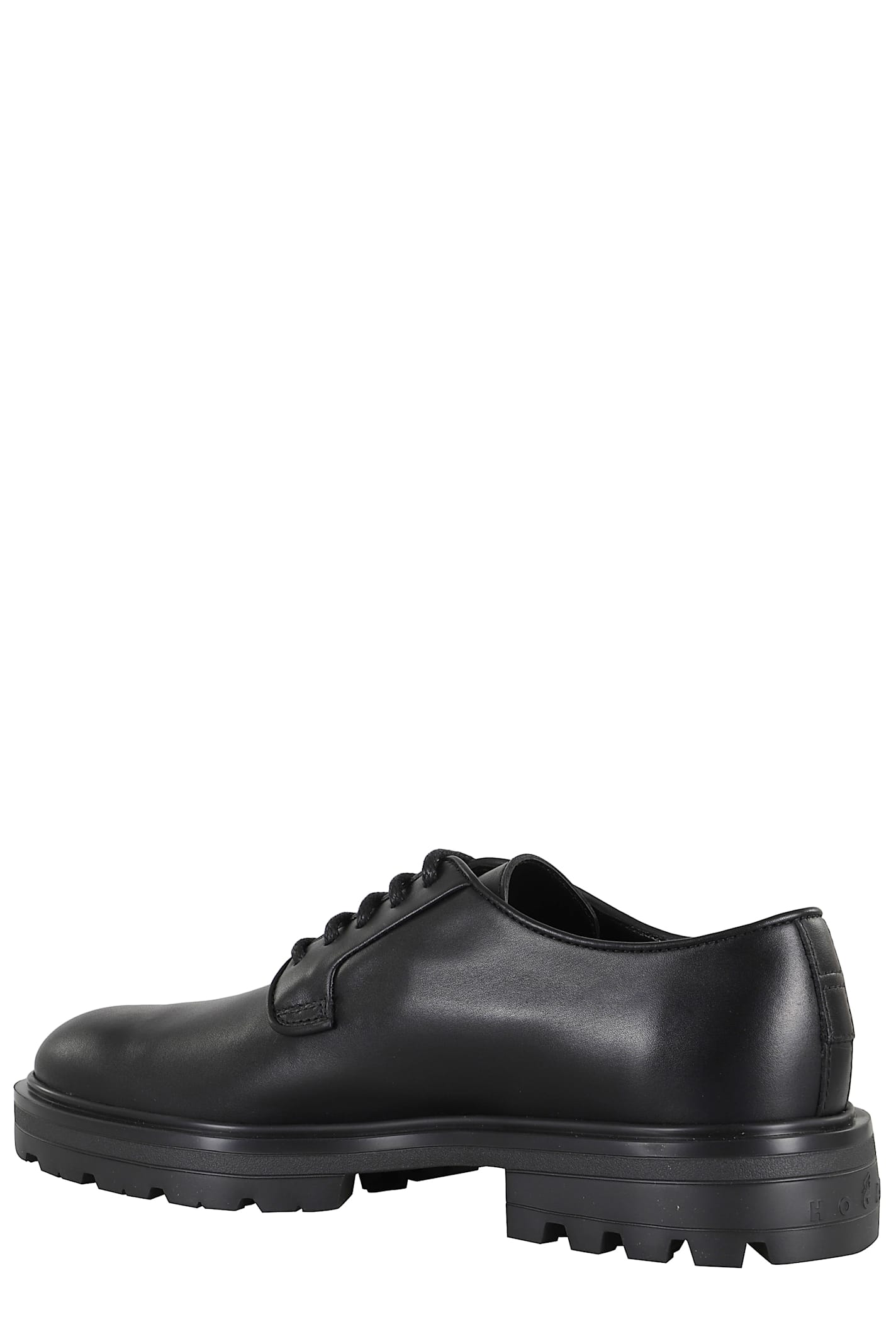 Hogan Chunky Sole Round Toe Derby Shoes In Black