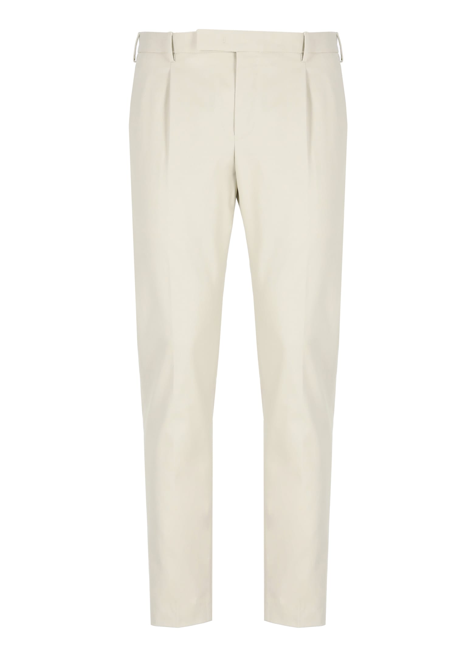 Shop Pt Torino Cotton Trousers In Beige