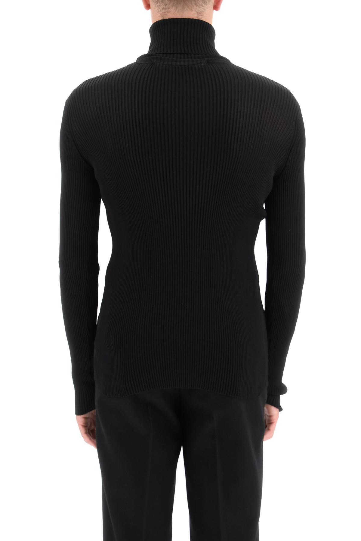 Shop Off-white Ribbed Techno Knit Turtleneck Sweater In Black
