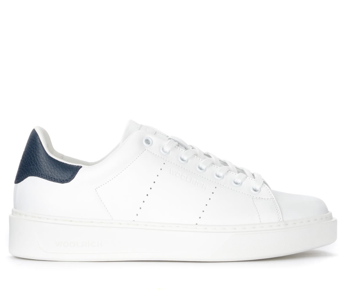 Woolrich Sneaker In White And Blue Leather
