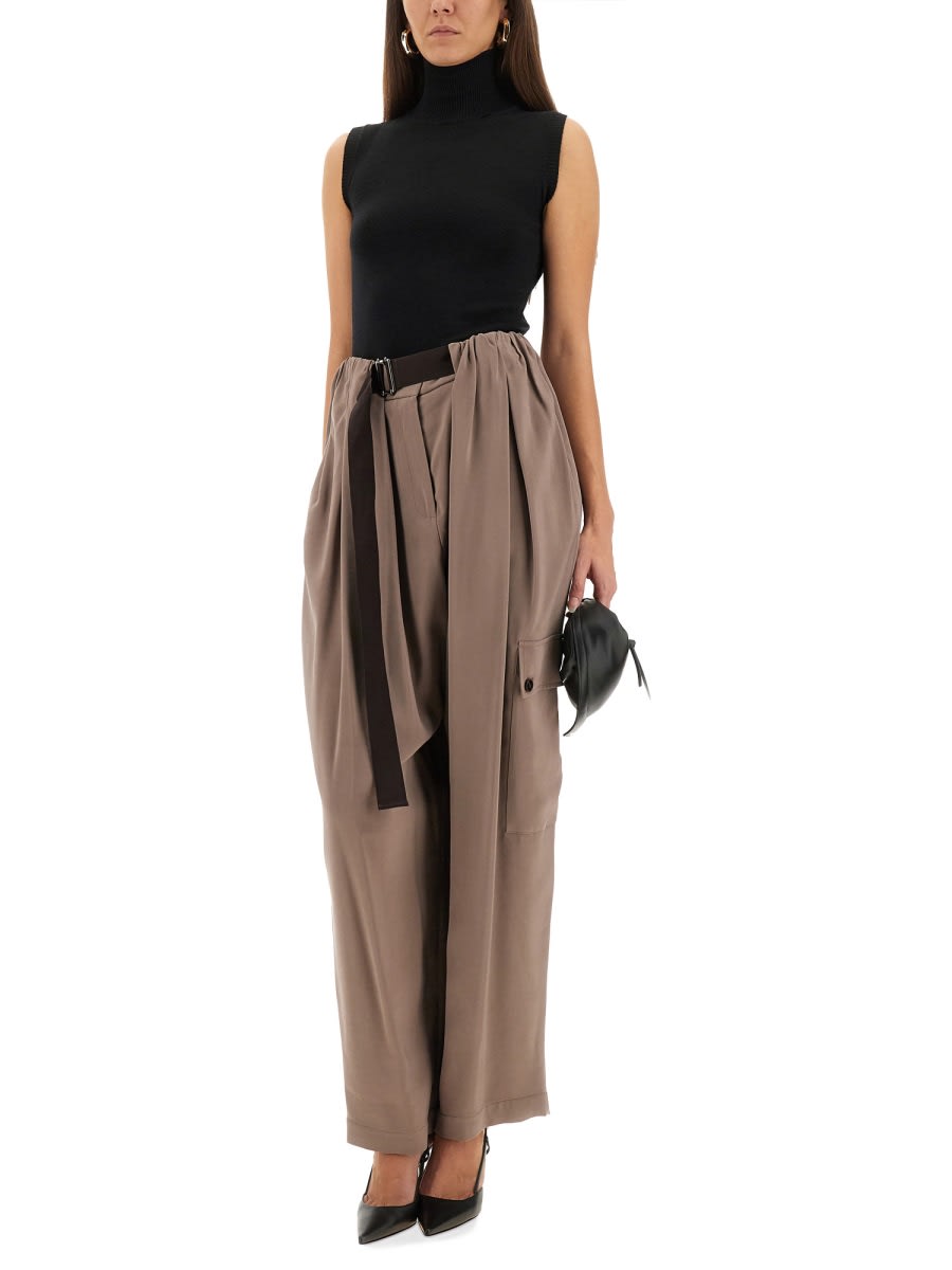 Alysi Cargo Pants Ruffled Effect In Brown