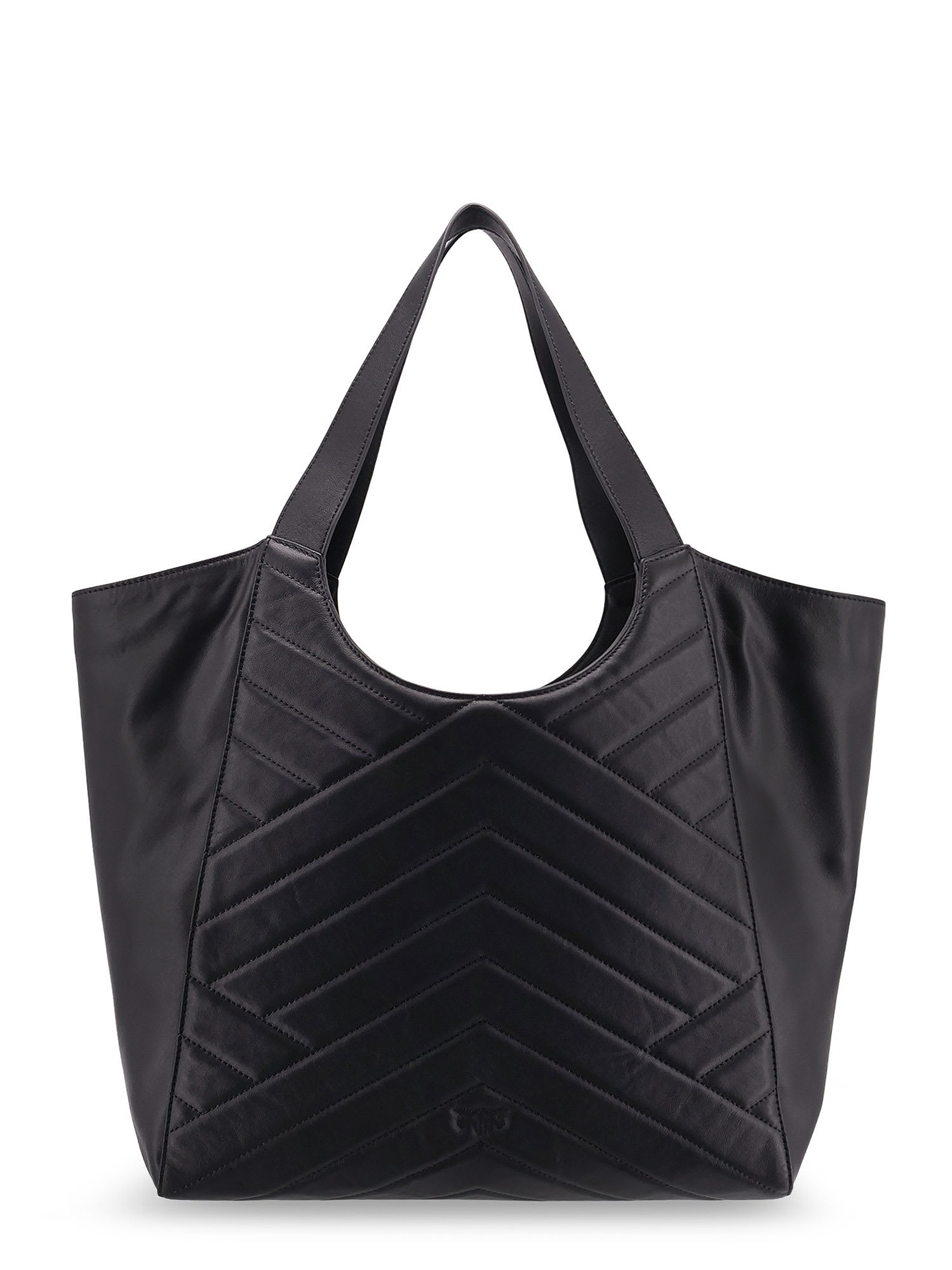 Pinko Quilted Chevron Dual Handle Shoulder Bag In Black