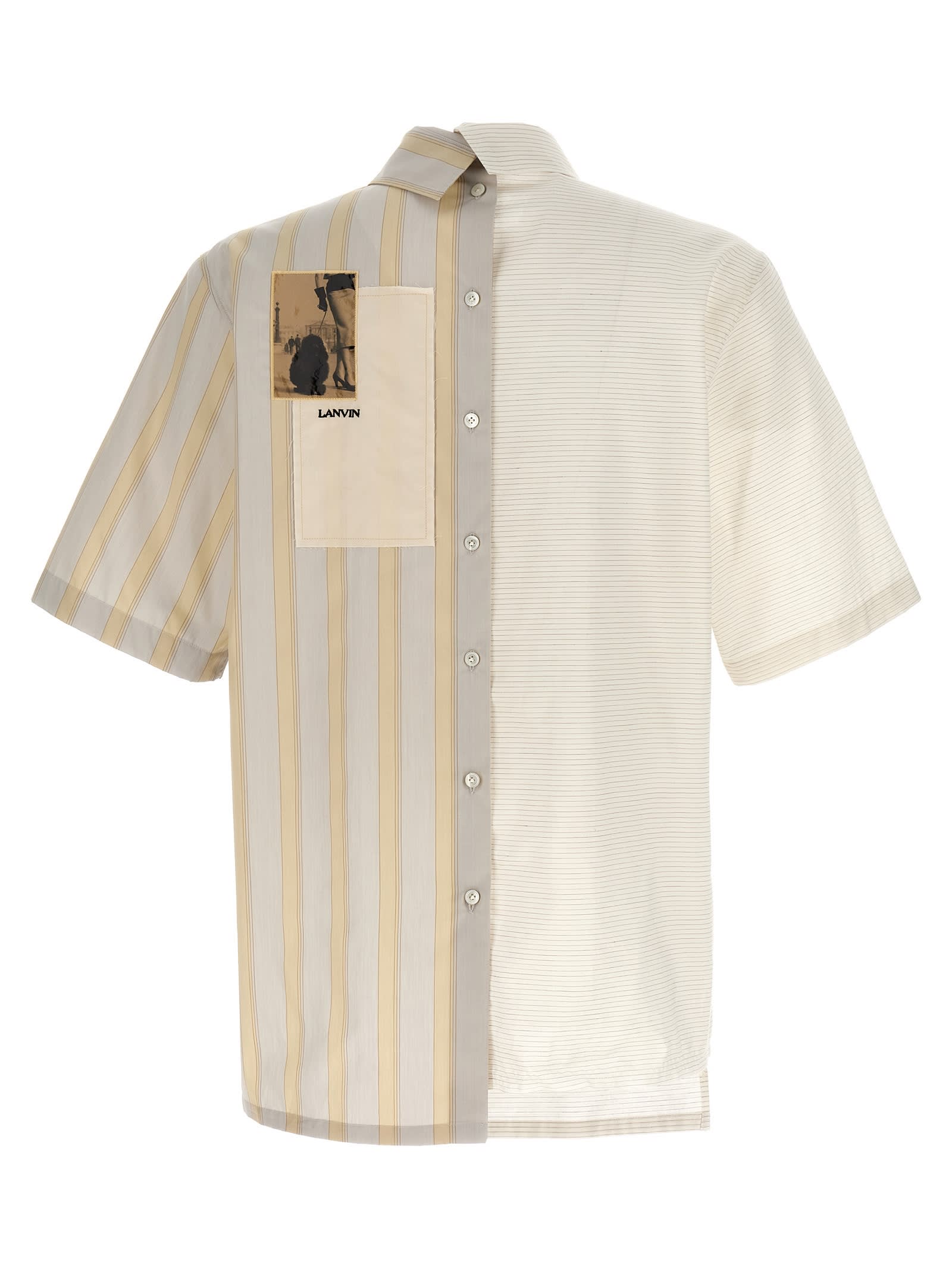 Shop Lanvin Artwork Asymetric Shirt In White
